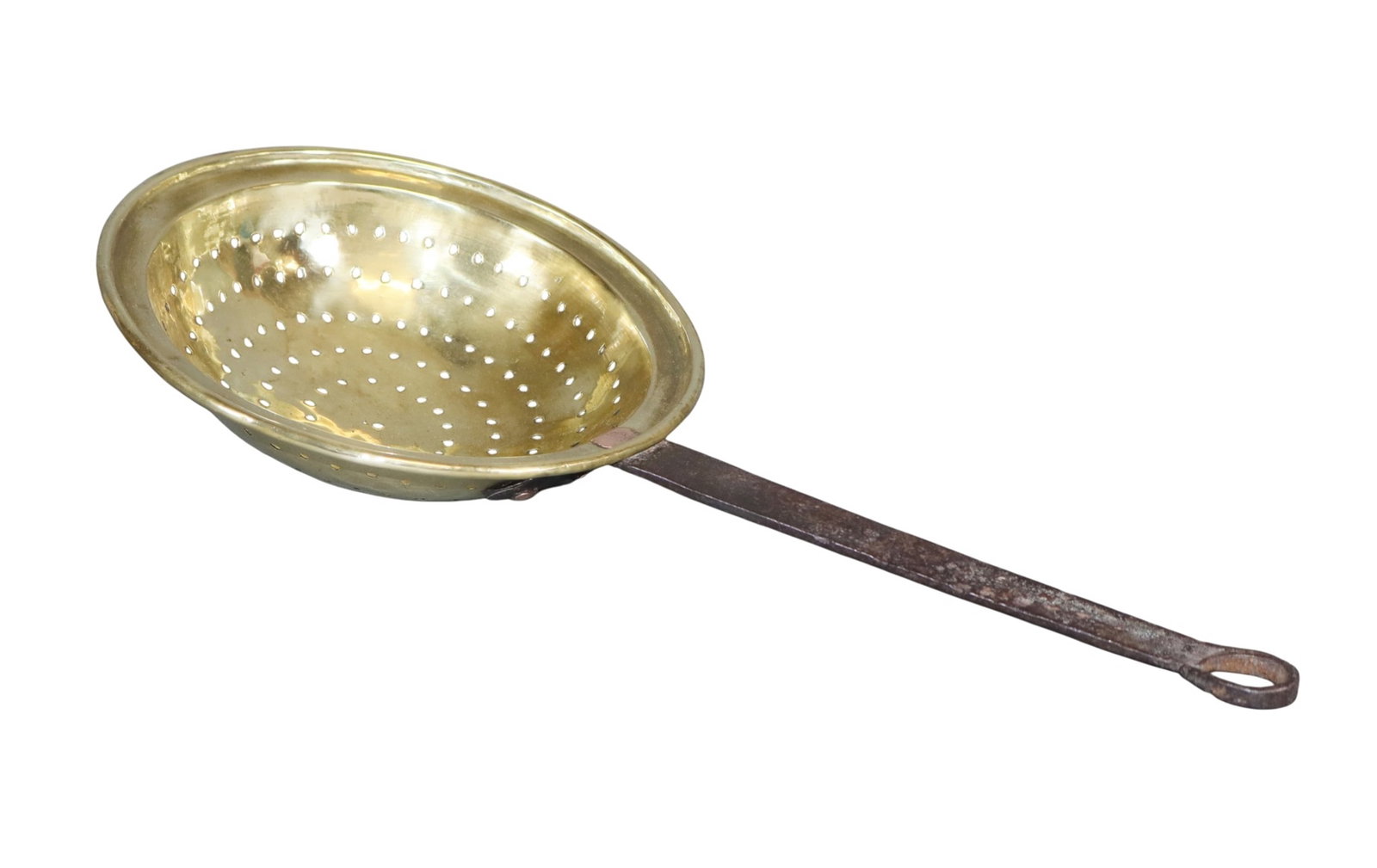 French brass slotted spoon with iron handle (1 of 6)