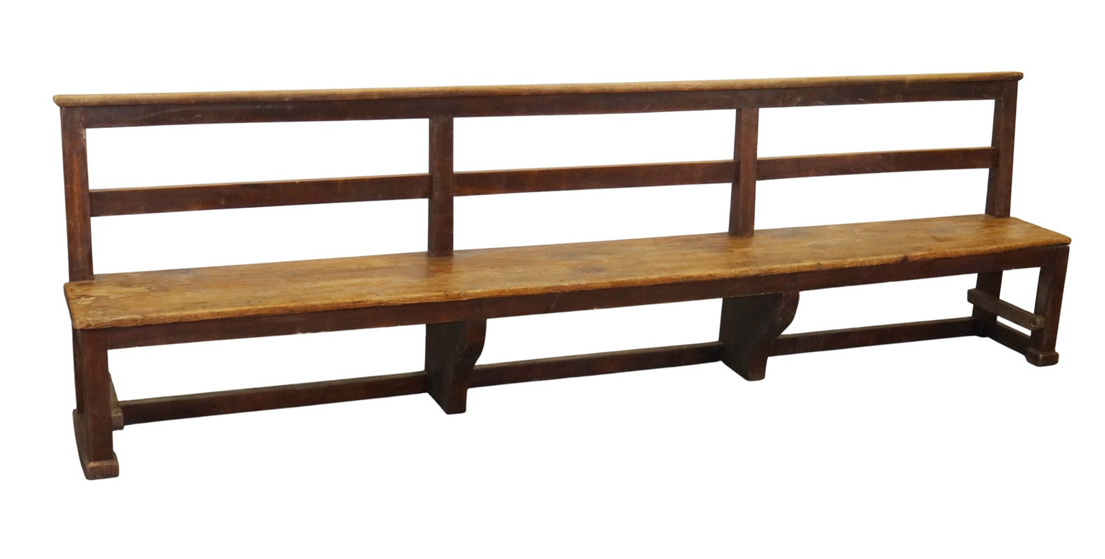 French pine low bench with slatted back (1 of 5)