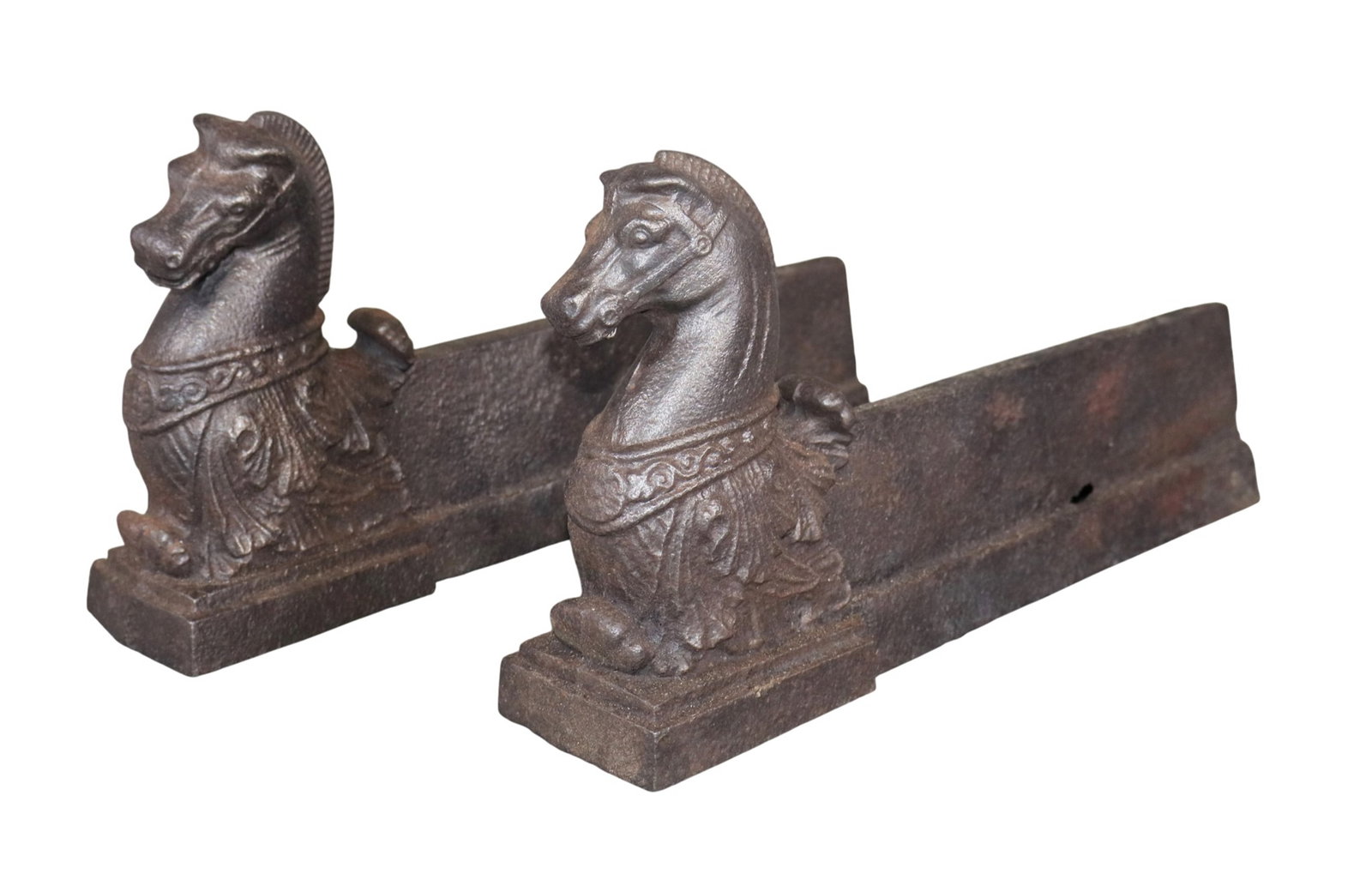 Pair of French iron horse head log holders (1 of 8)
