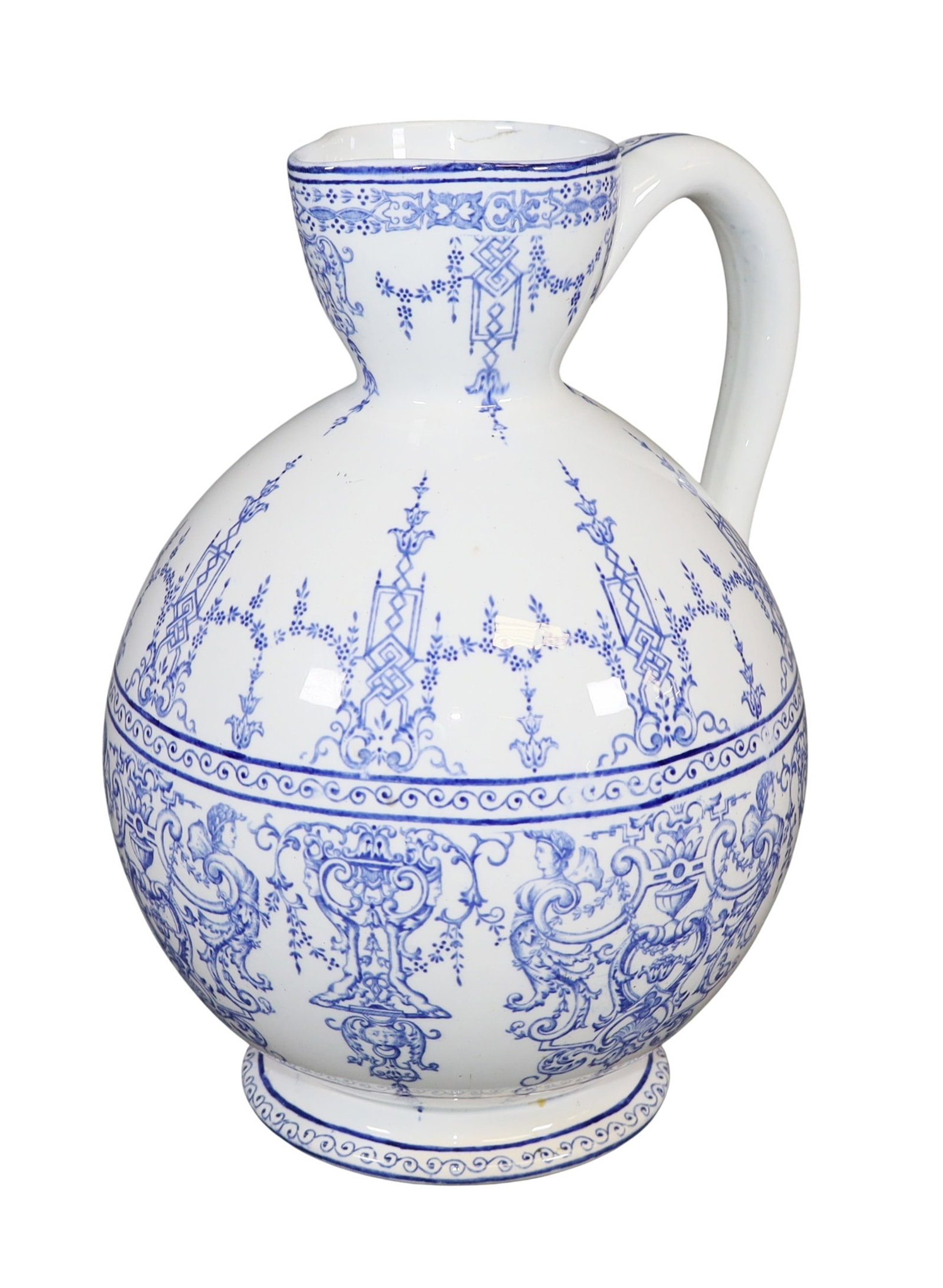 French Gien blue and white pitcher (1 of 7)