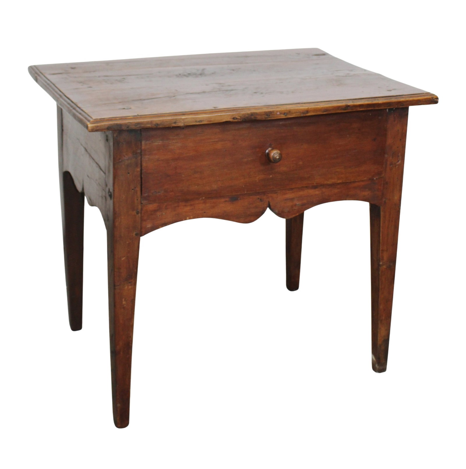 French Provincial walnut side table with shaped apron (1 of 8)