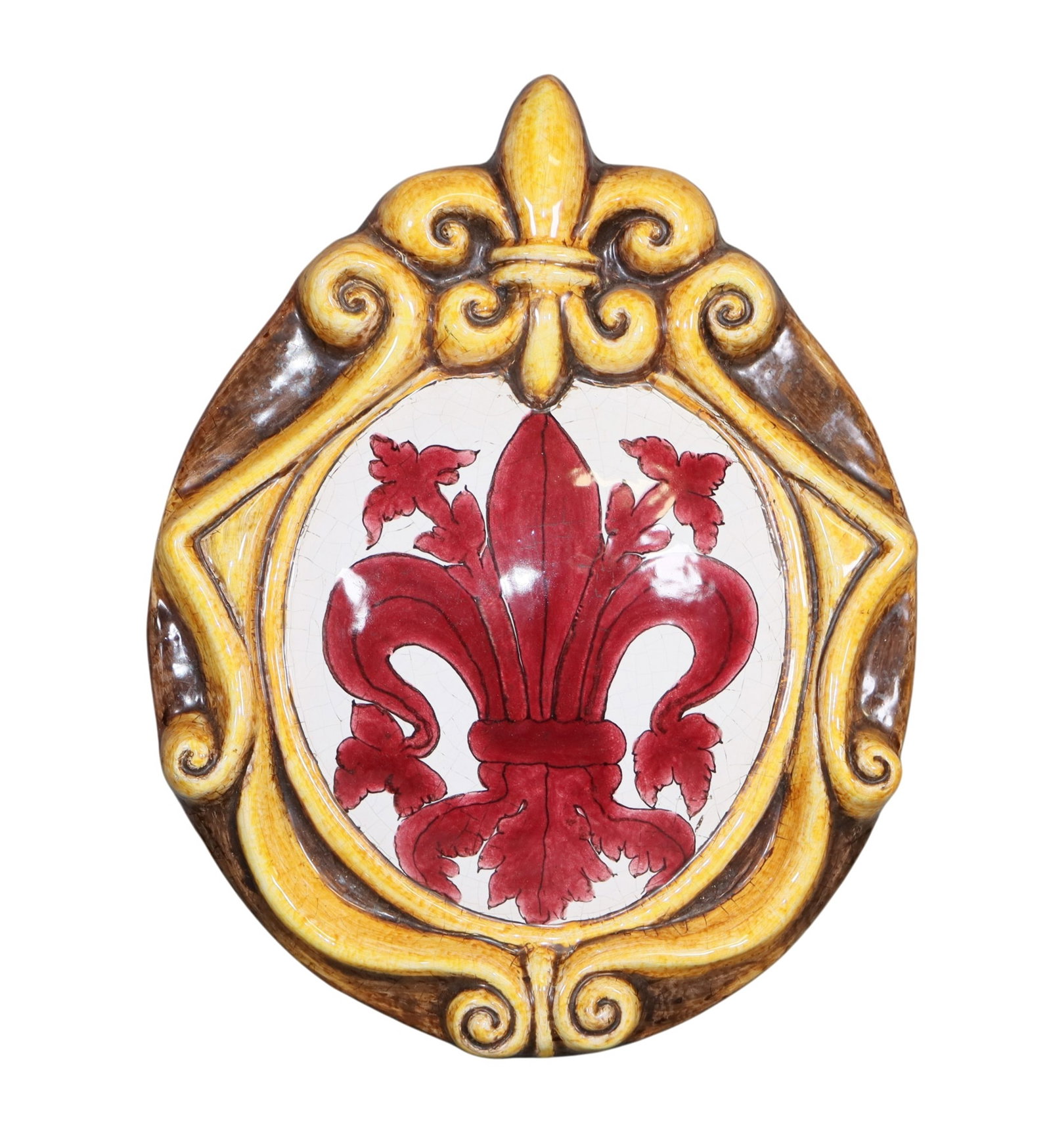 Italian porcelain plaque with a fleur de lis marked Firenze on the back (1 of 6)