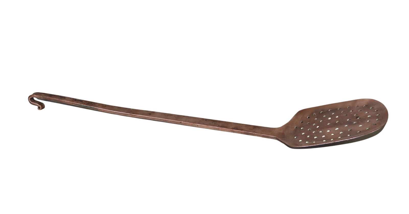 French large copper slotted spoon (1 of 6)