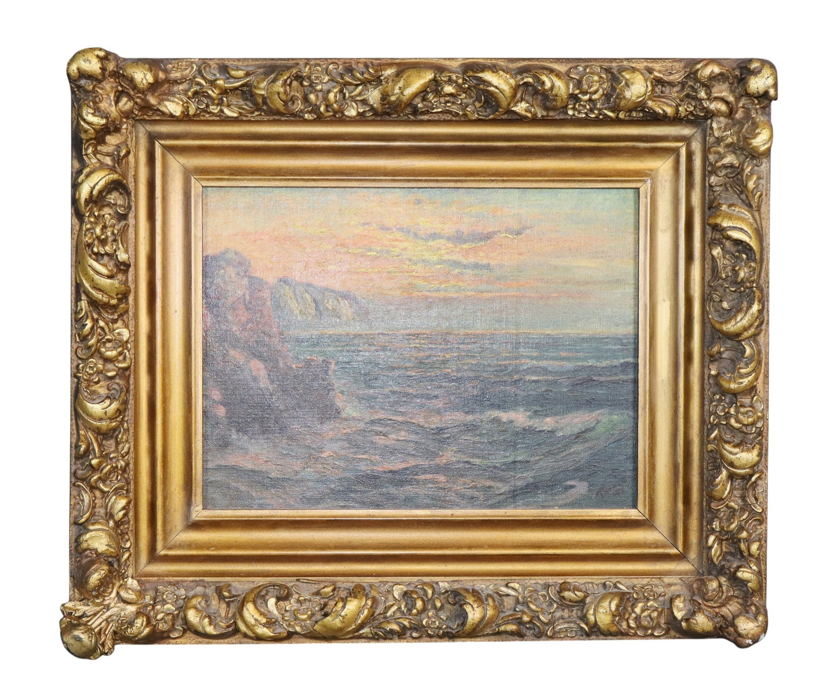 Continental oil on board seascape painting (1 of 6)