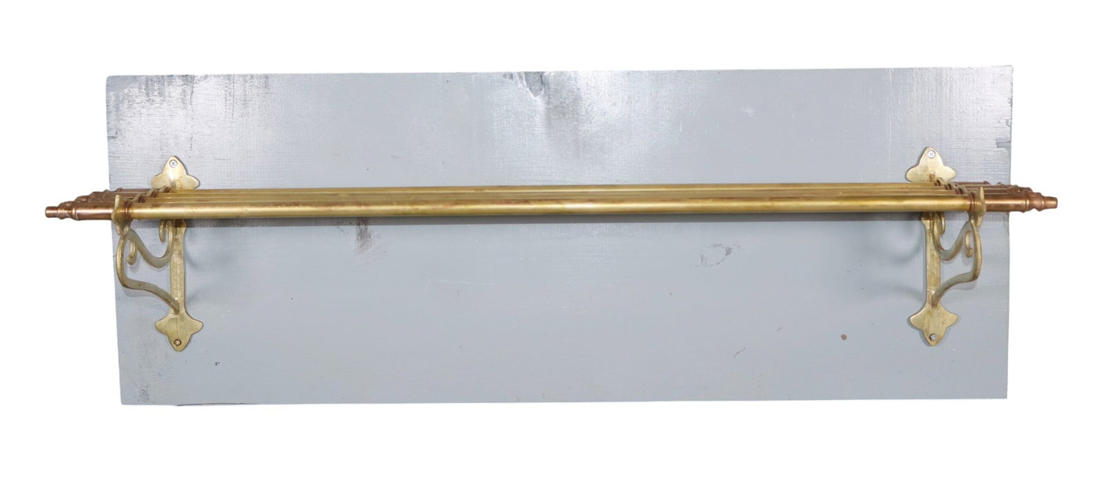 American train car luggage shelf in brass (1 of 5)