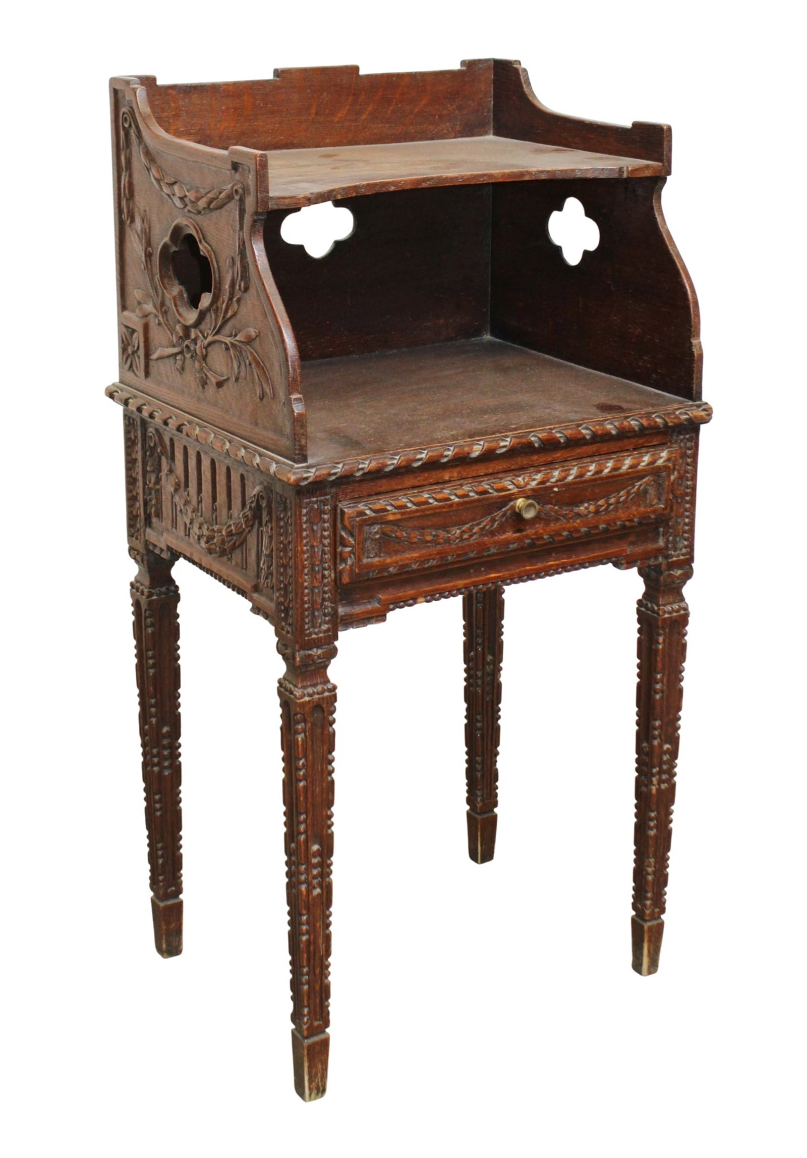 French Louis XVI style carved oak side table (1 of 8)