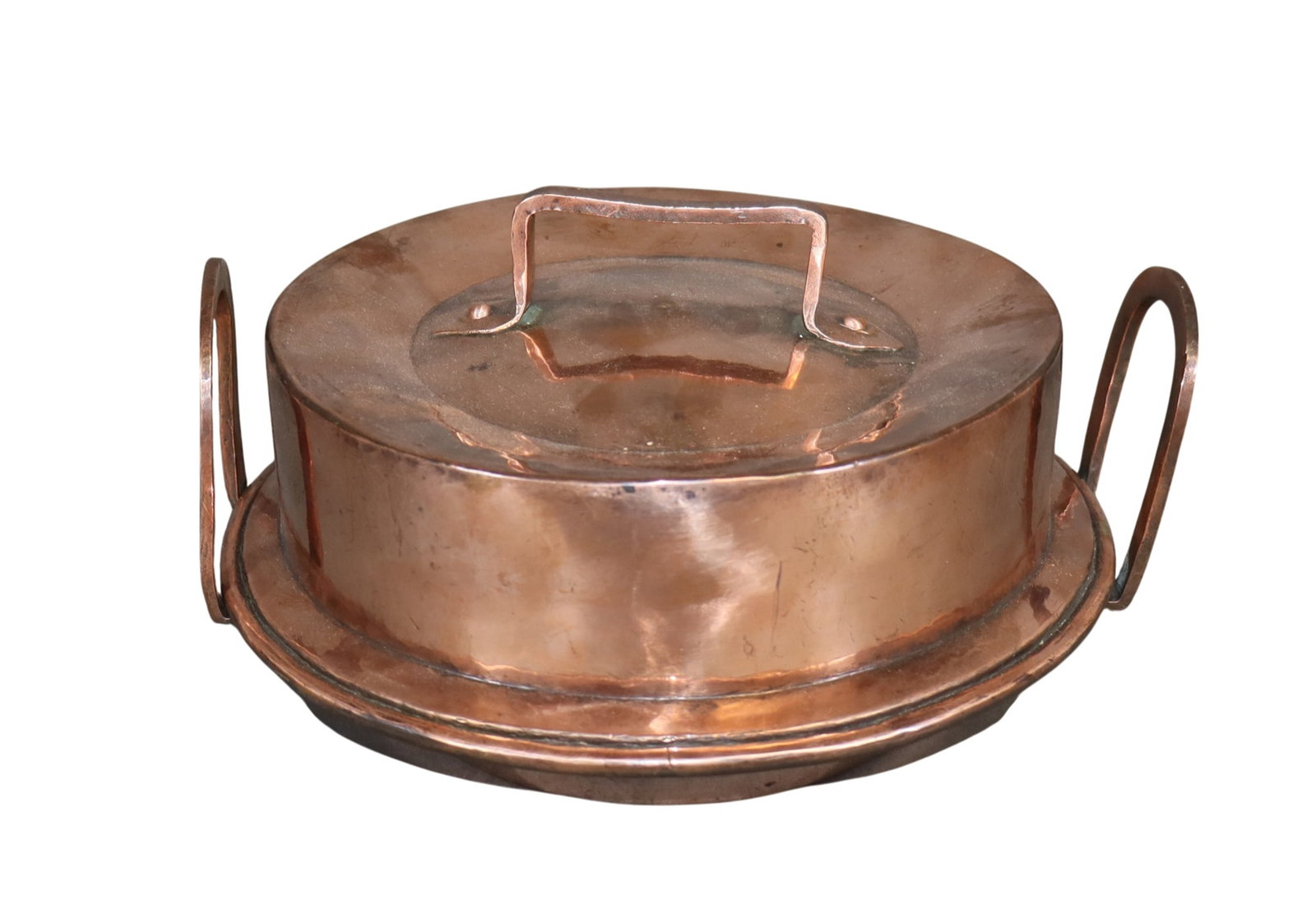 French copper 'tortier' tart pan with lid (1 of 8)