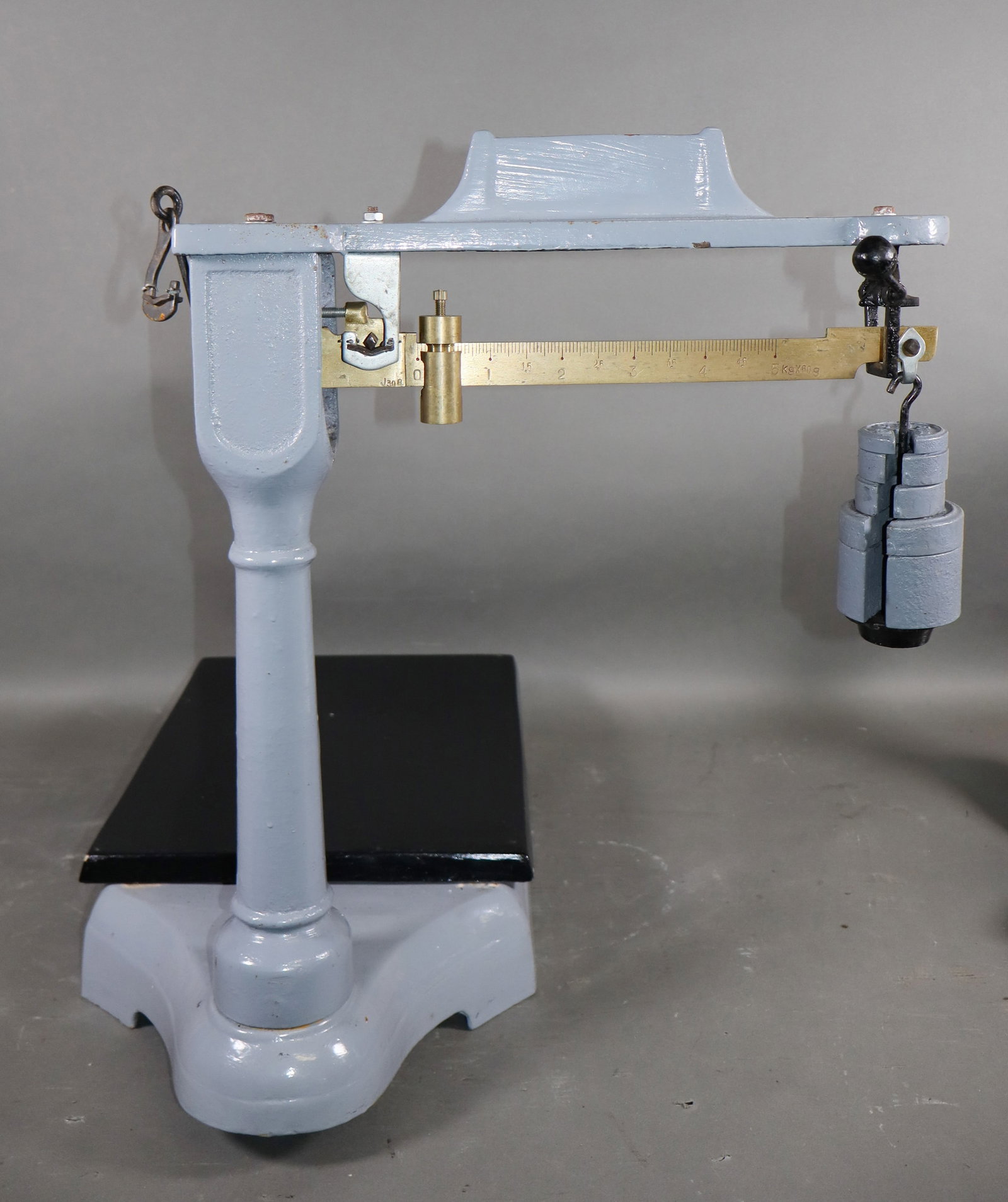 Antique platform scale with weights - 5