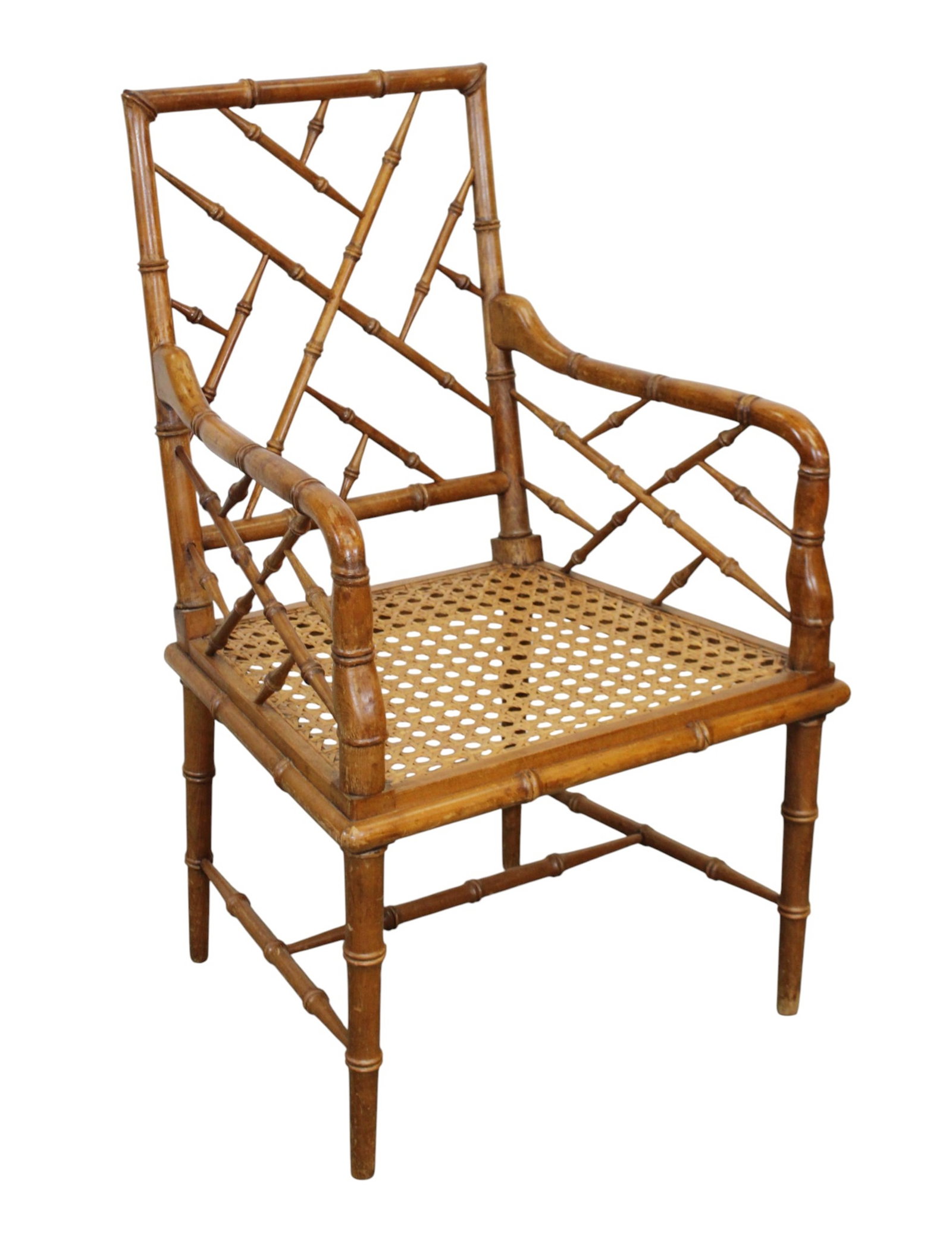 Faux bamboo Chinoiserie armchair with cane seat (1 of 9)