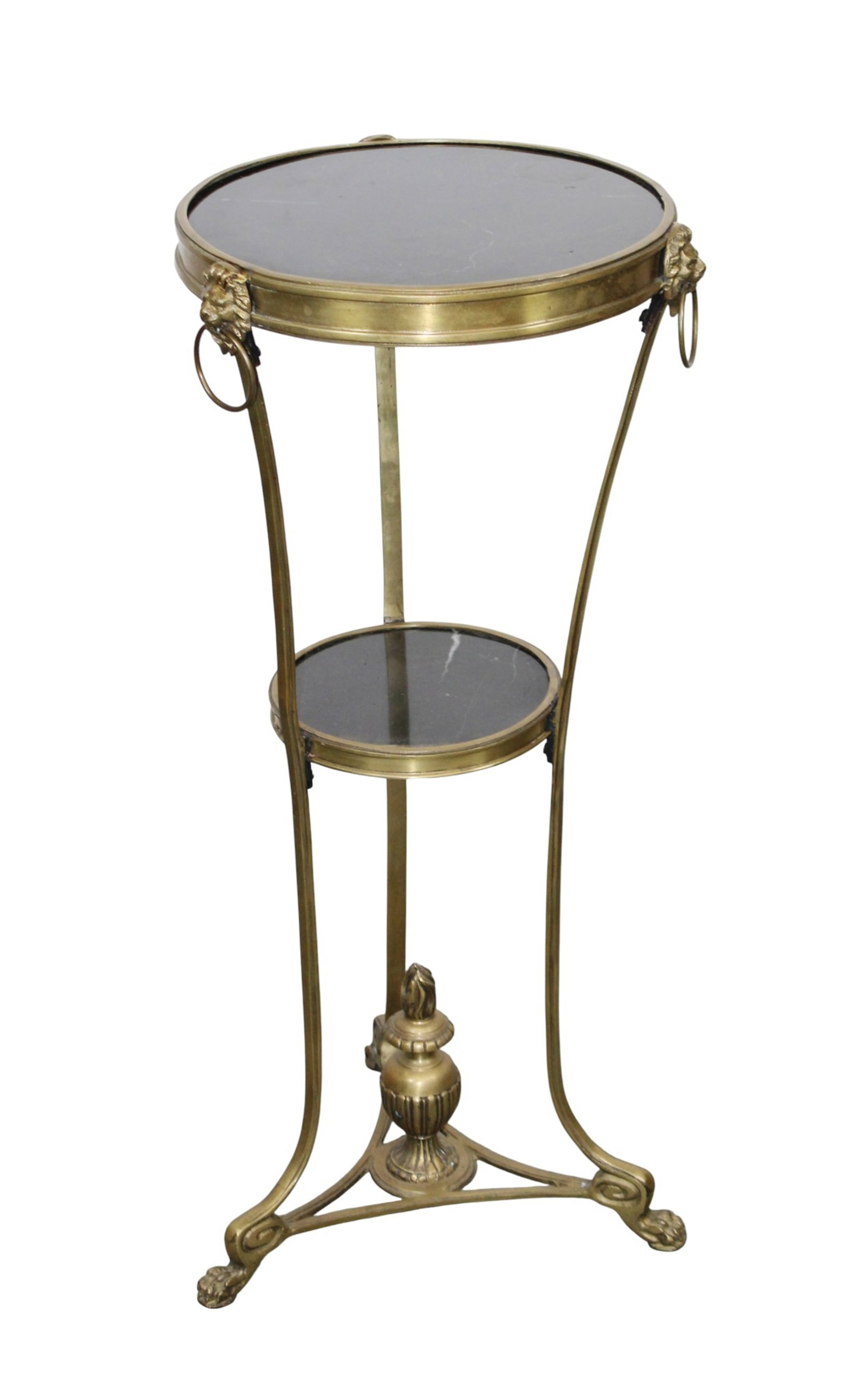 French Maison Jansen style bronze and marble gueridon with lion heads (1 of 9)