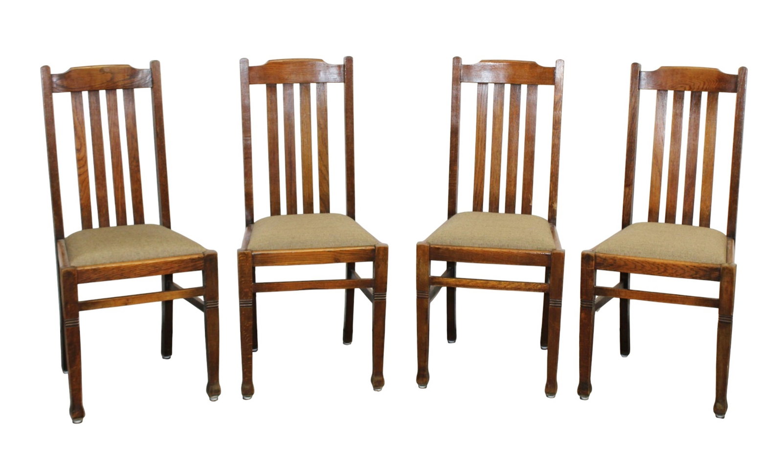 Set of 4 English slat back pub chairs in oak (1 of 8)