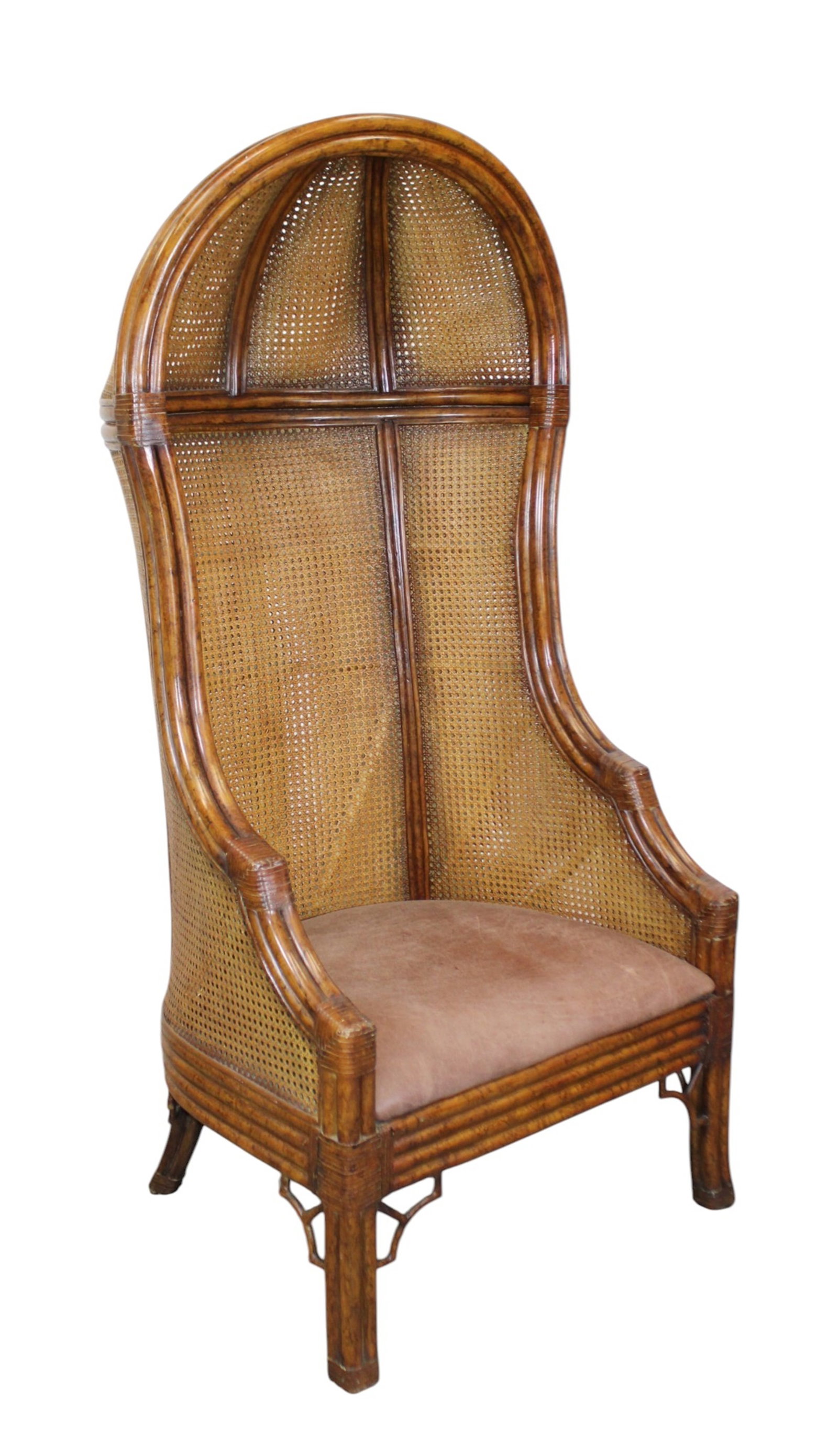 Faux bamboo and woven cane porter's balloon chair (1 of 9)