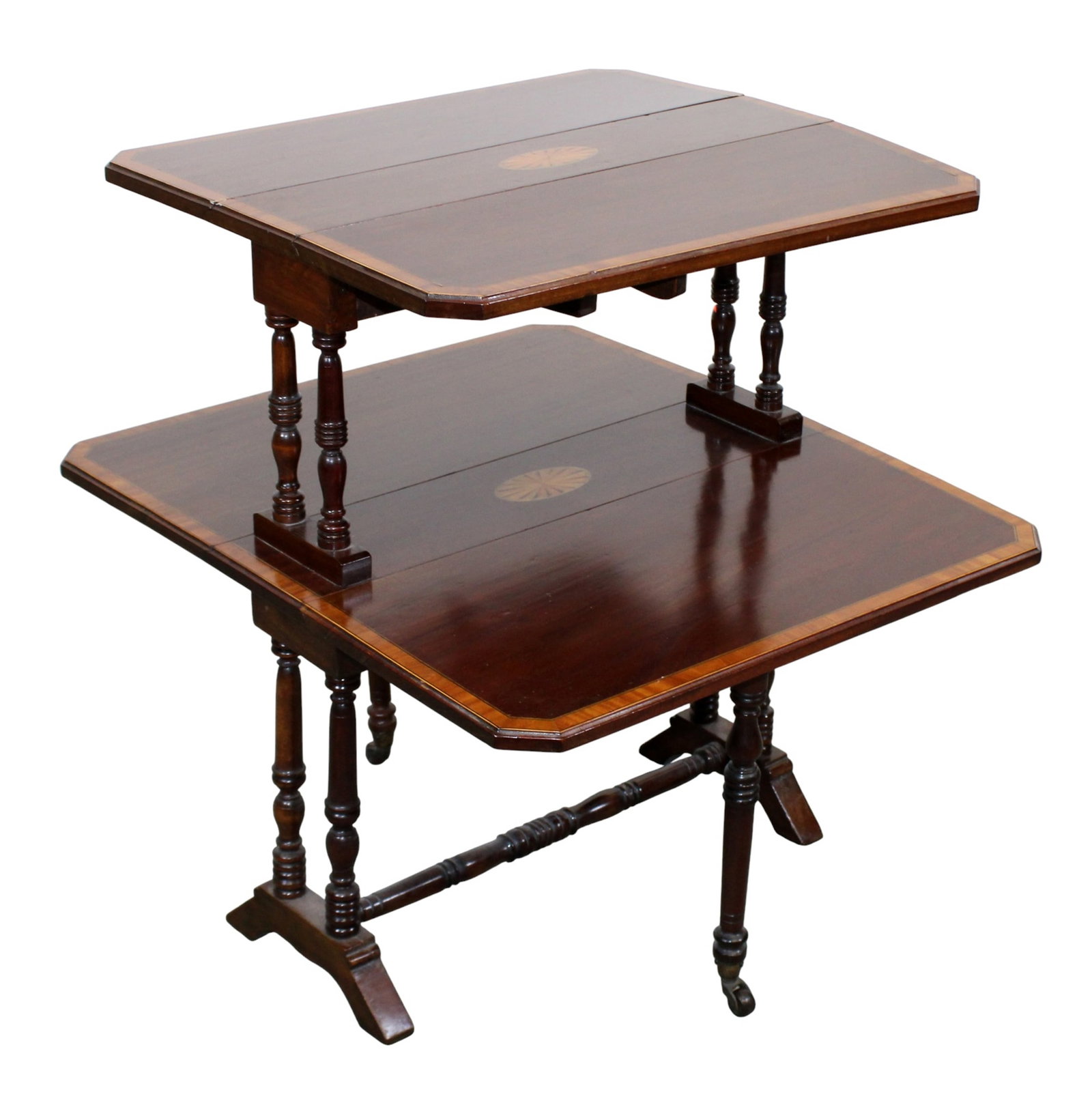 English Sheraton 2 tier drop side butler's table (1 of 11)