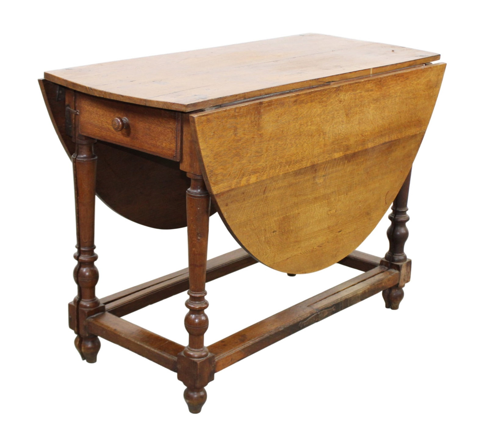 French drop side table in oak on turned legs (1 of 10)