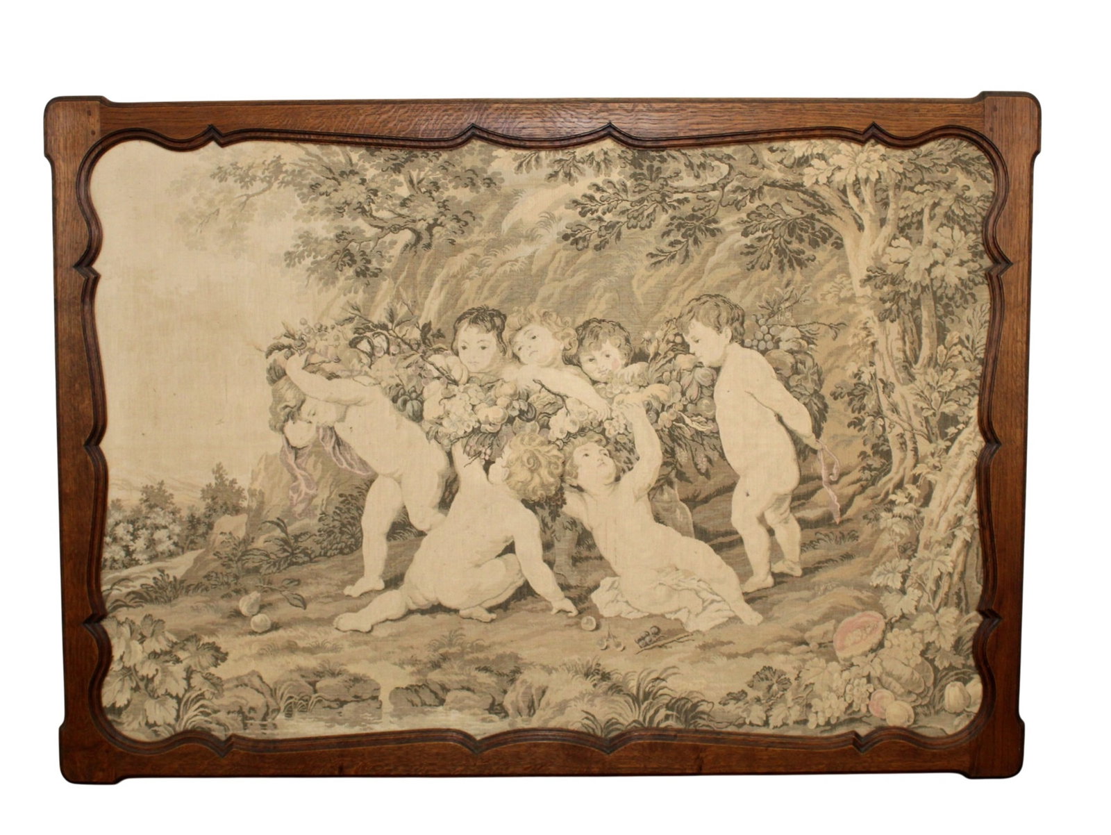 French Gobelins monochromatic tapestry with cherubs (1 of 7)