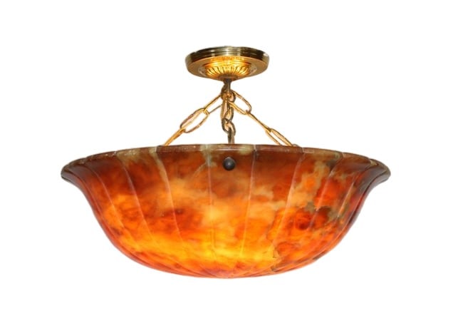 Alabaster dome hanging light (1 of 7)