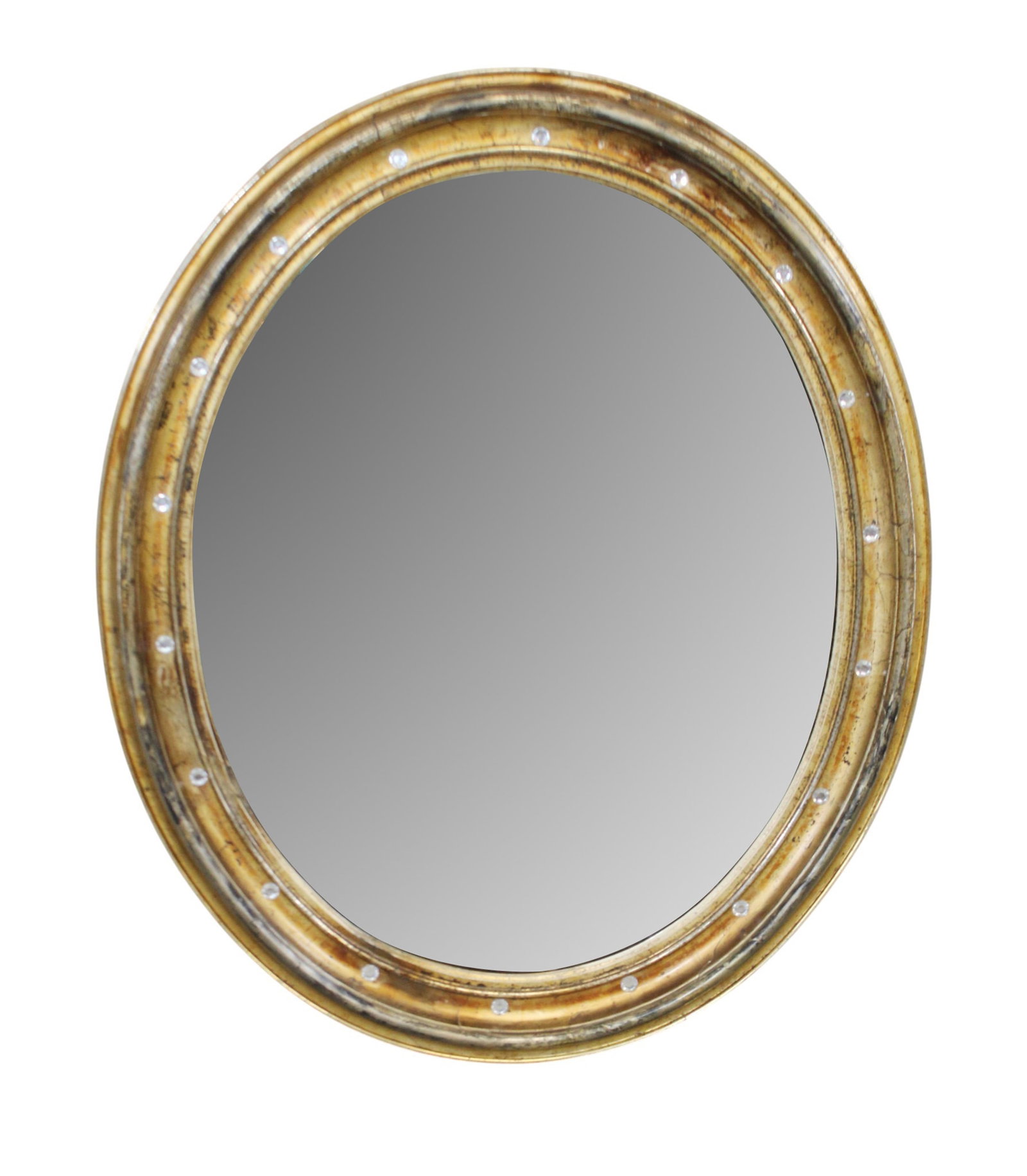 Irish gilt oval mirror with glass beads
