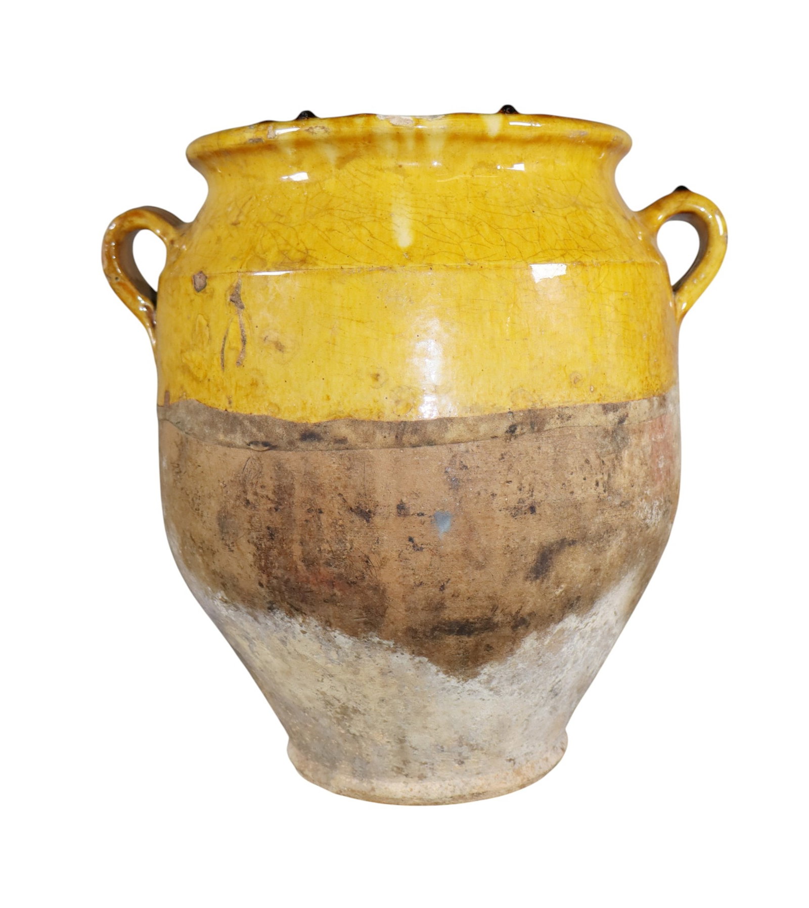 French glazed terra cotta confit pot in yellow (1 of 8)