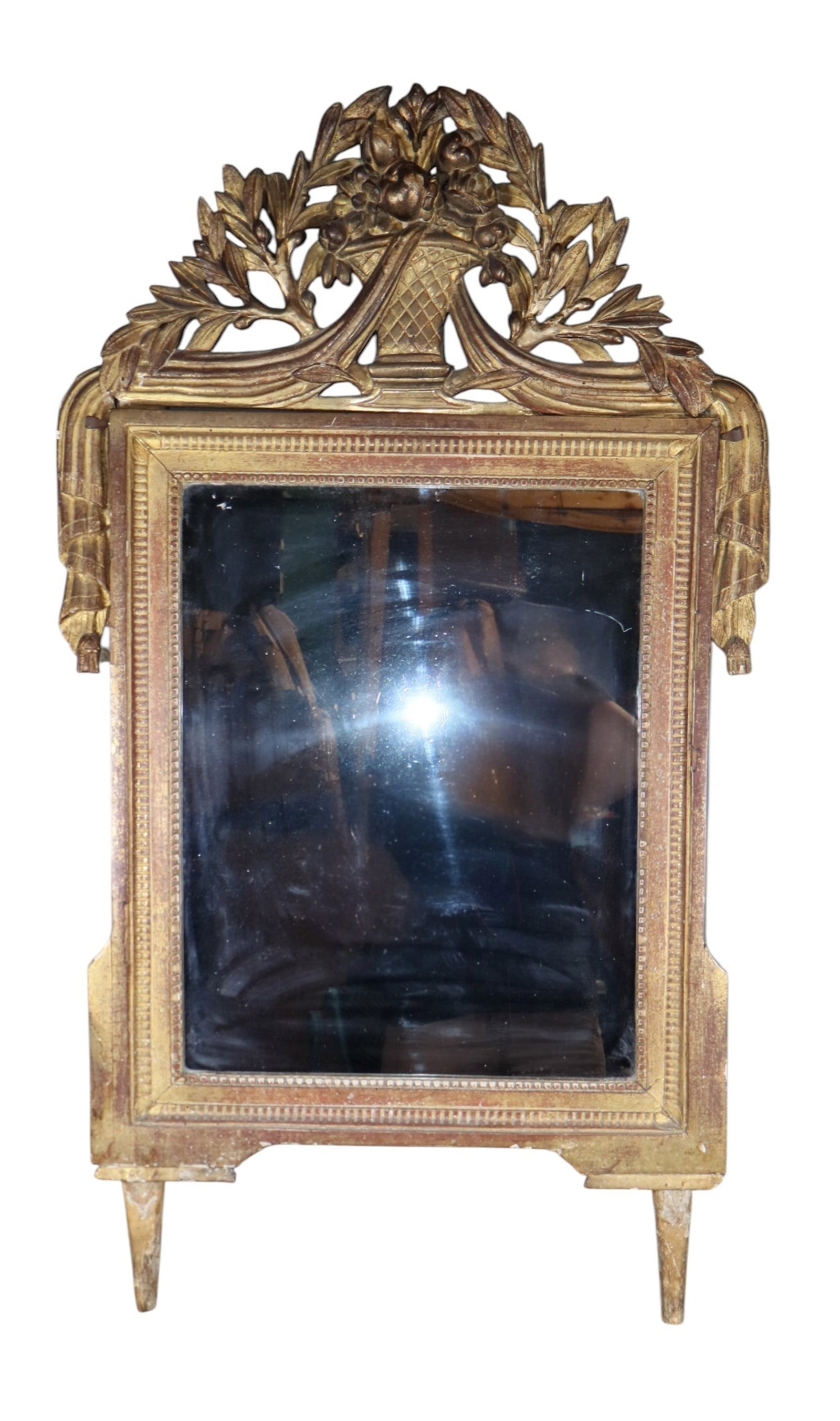 French Louis XVI gilt mirror with crest