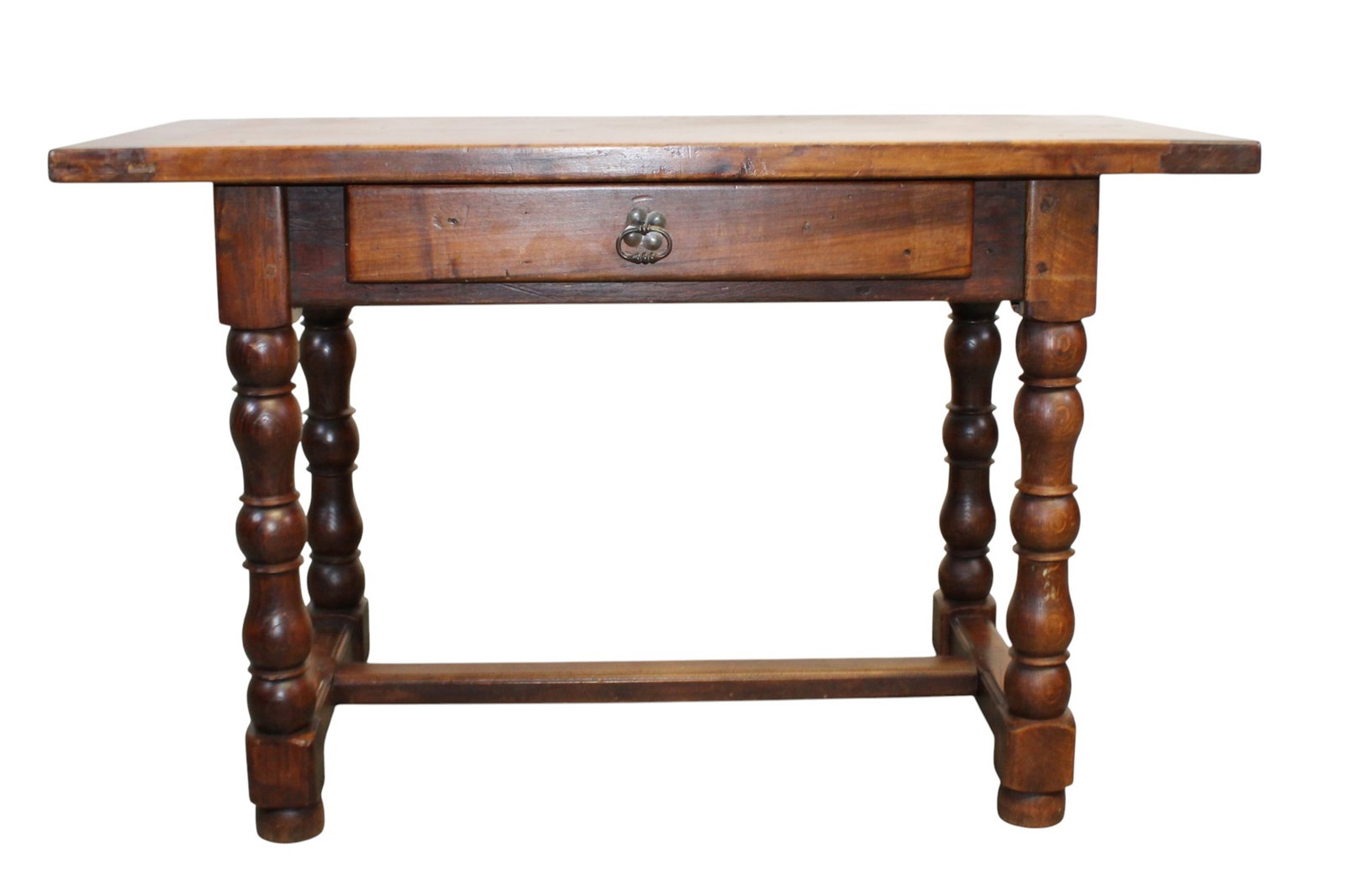 French bureau plat desk in walnut on turned legs (1 of 7)