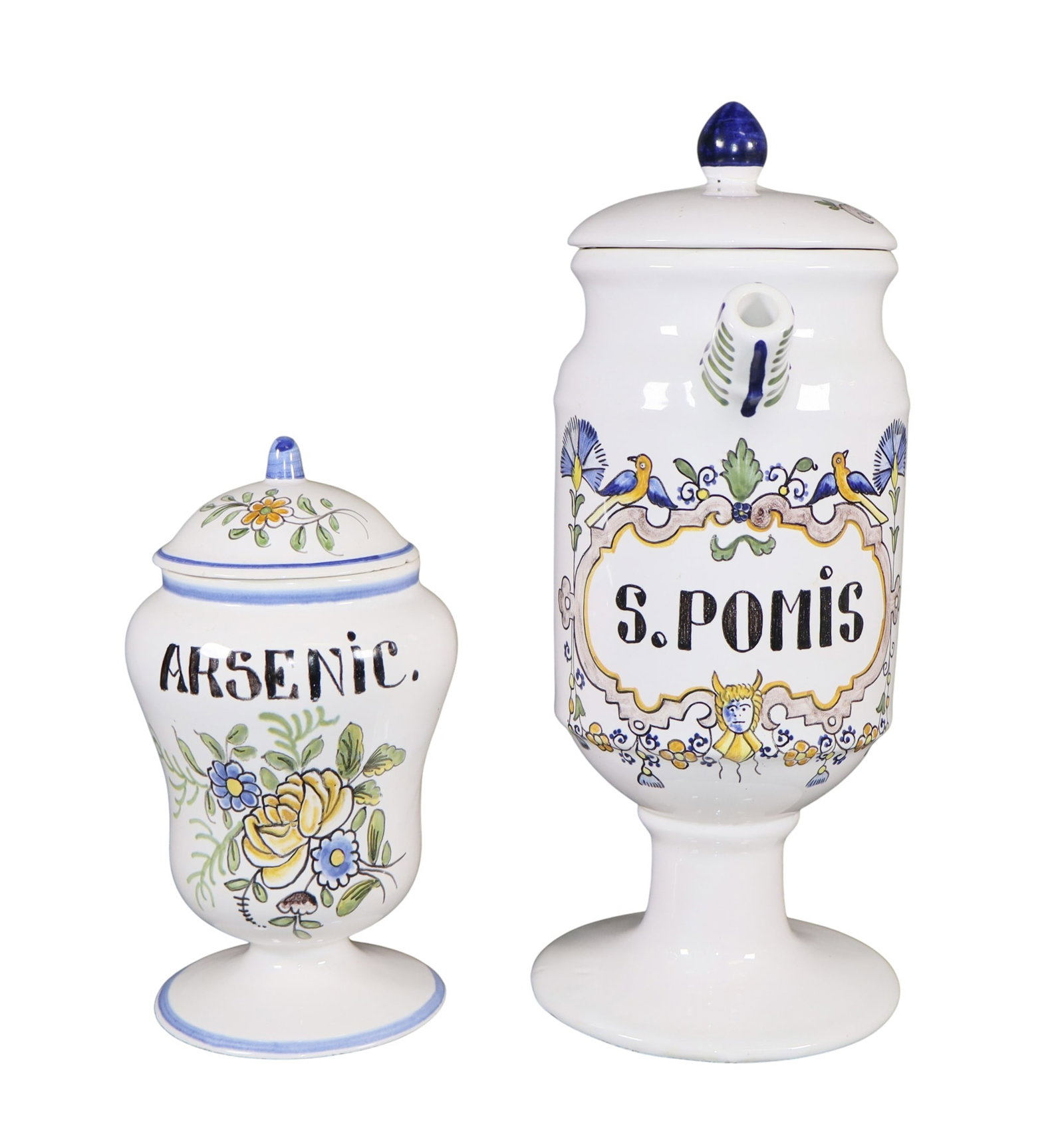 Pair of French glazed ceramic pharmacy jars (1 of 10)