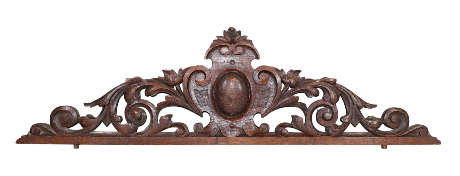 French carved oak overdoor arched crest with cabochon (1 of 3)