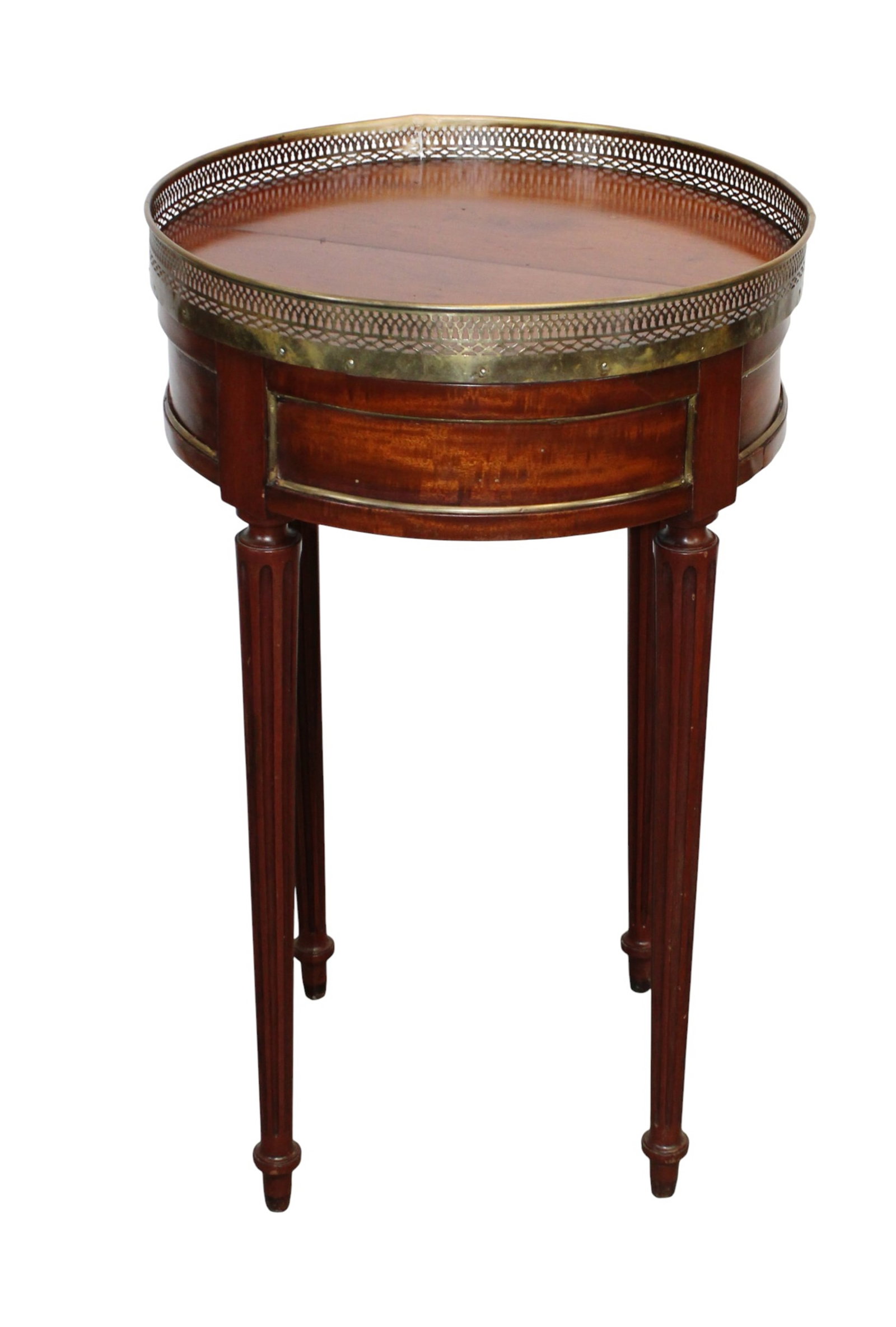 French Louis XVI gueridon table on tapered legs with pierced brass gallery (1 of 7)