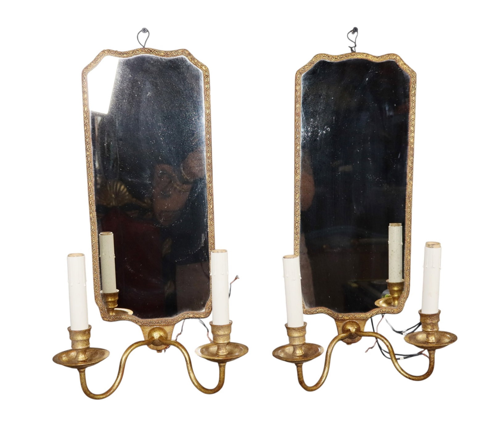 Pair of 2 arm mirrored sconces (1 of 7)