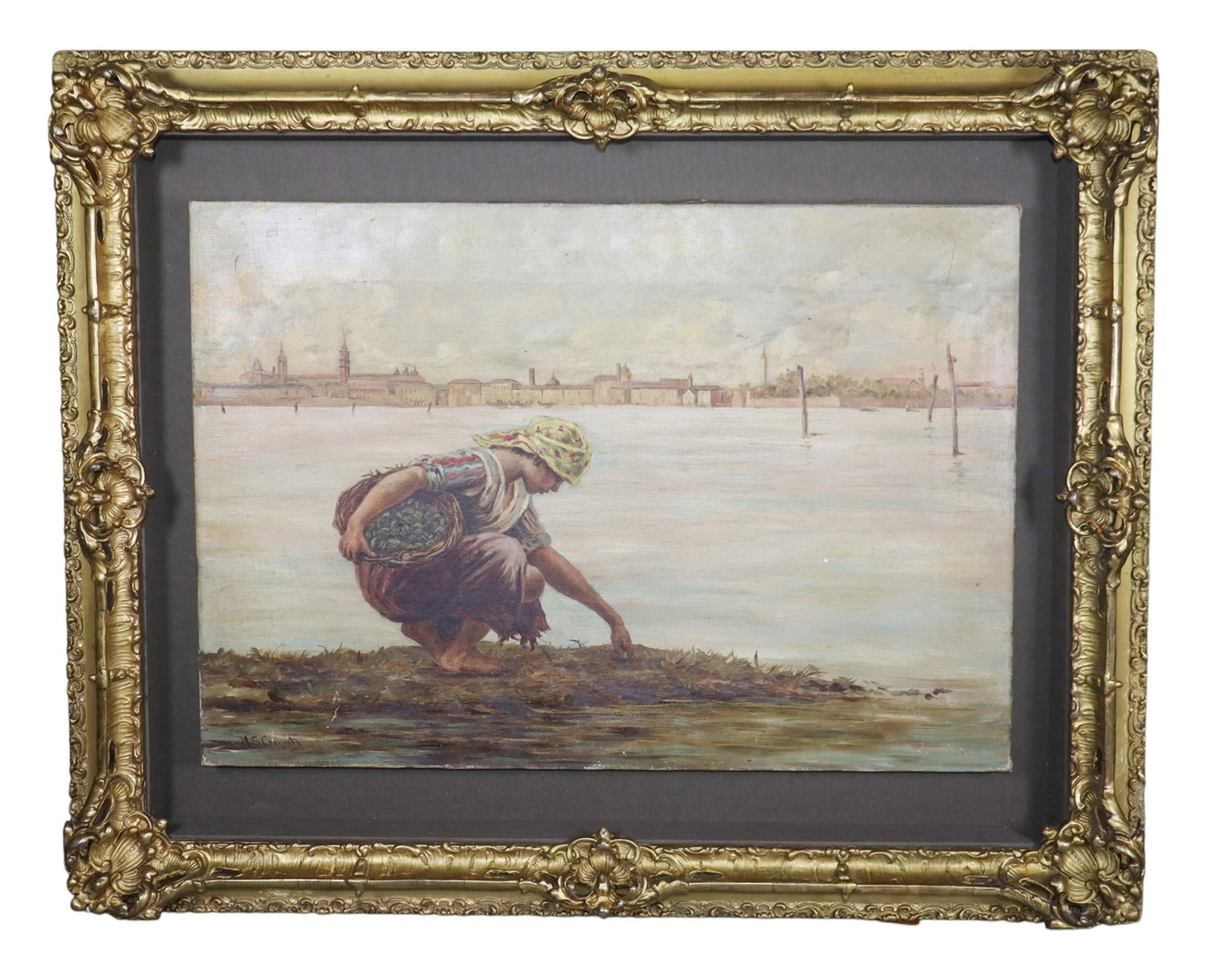 Oil on canvas painting after Antonio Ermolao Paoletti's The Cockle Picker, Venice (1 of 9)