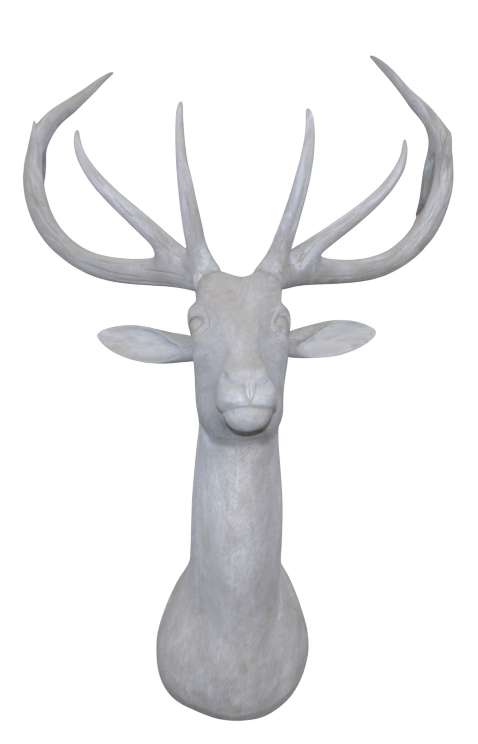 Carved wooden painted deer head mount