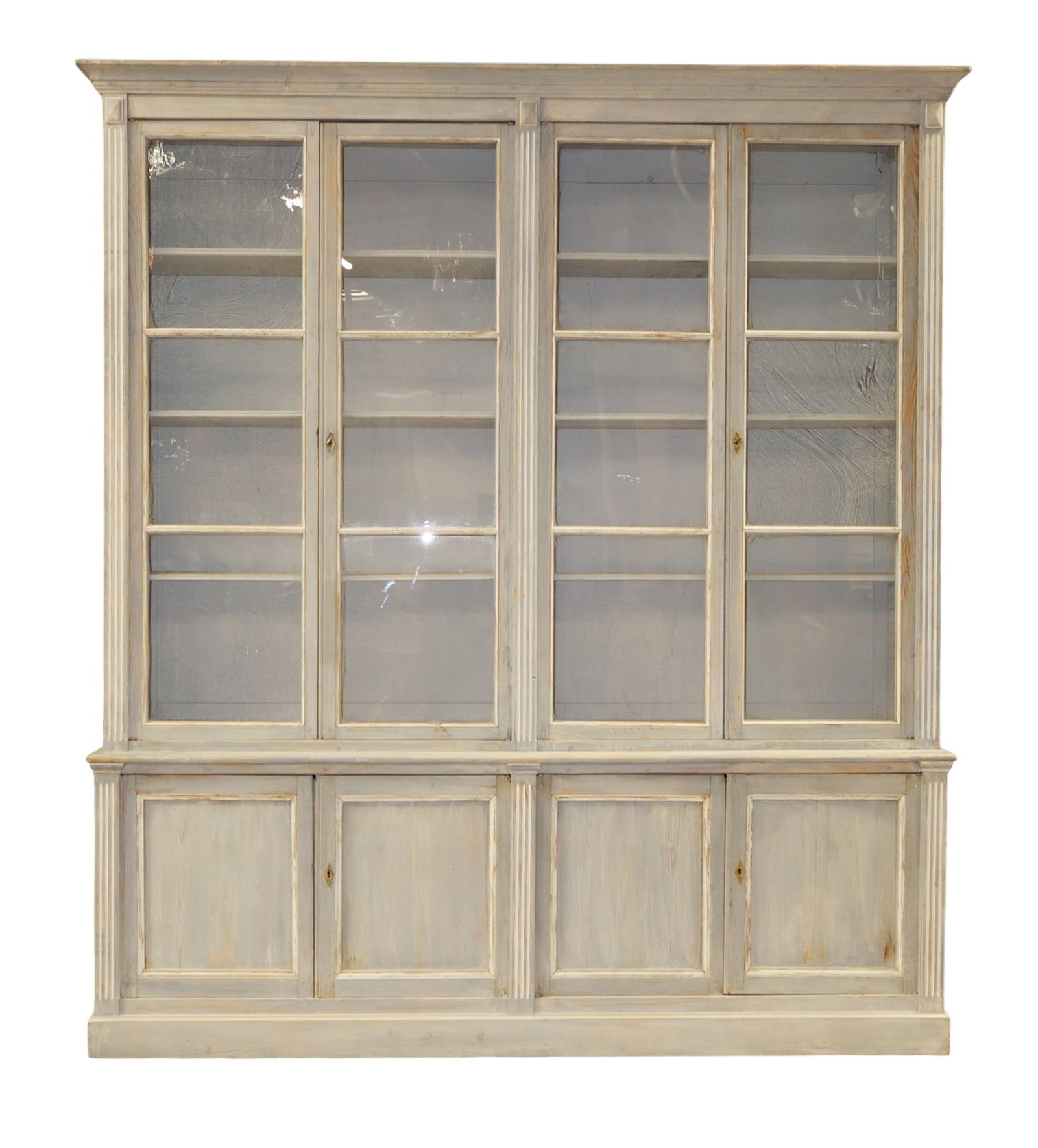 French large 4 door bookcase with painted finish and reeded pilasters (1 of 7)