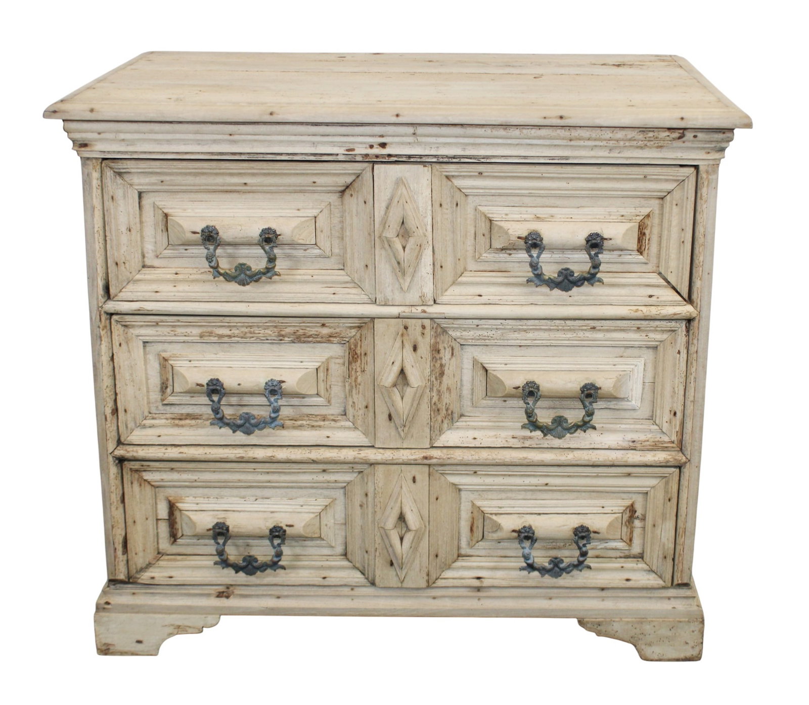 English bleached oak geometric front 3 drawer chest (1 of 11)
