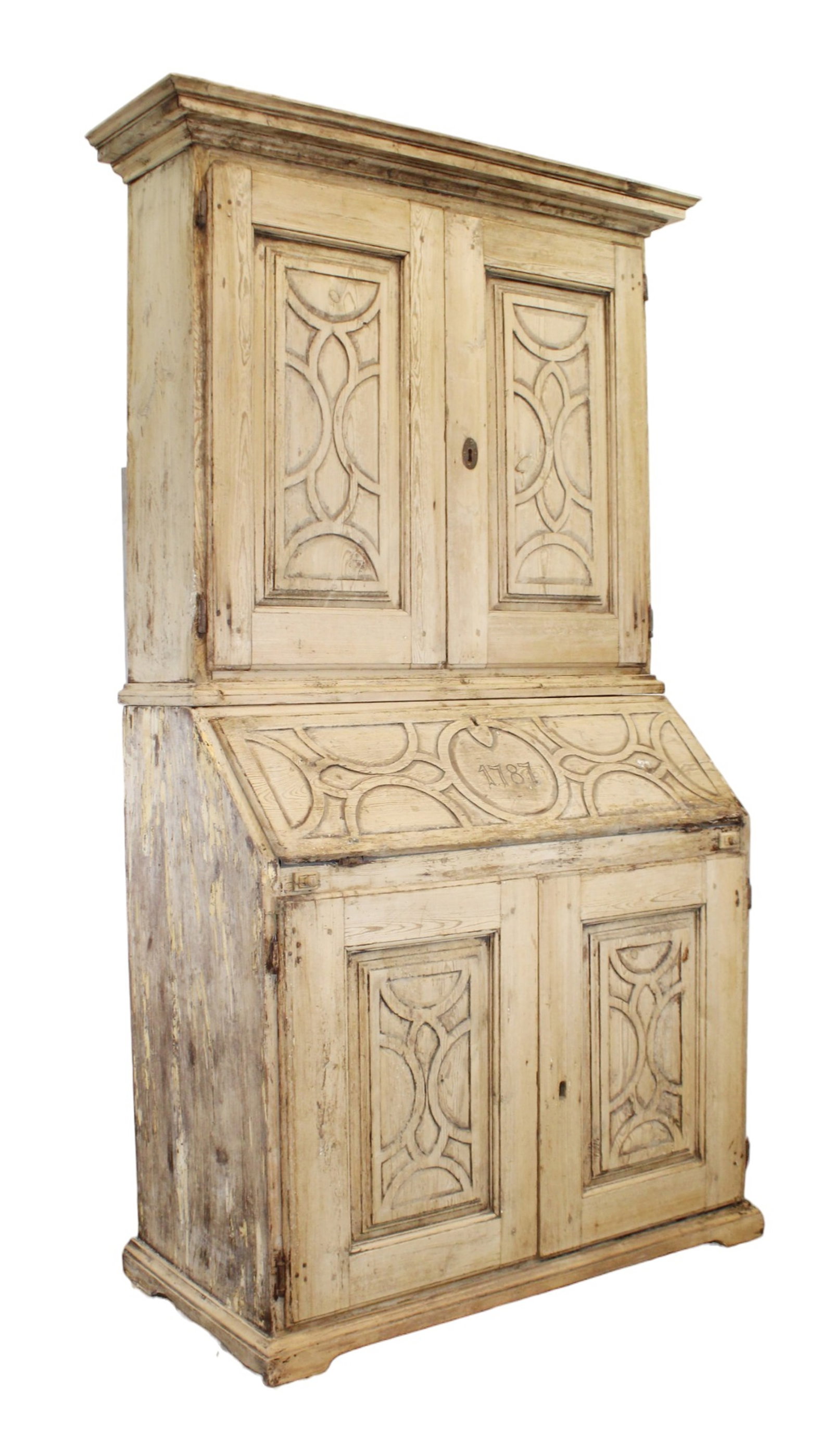 18th century Spanish Colonial fall front secretary bookcase in pine (1 of 12)