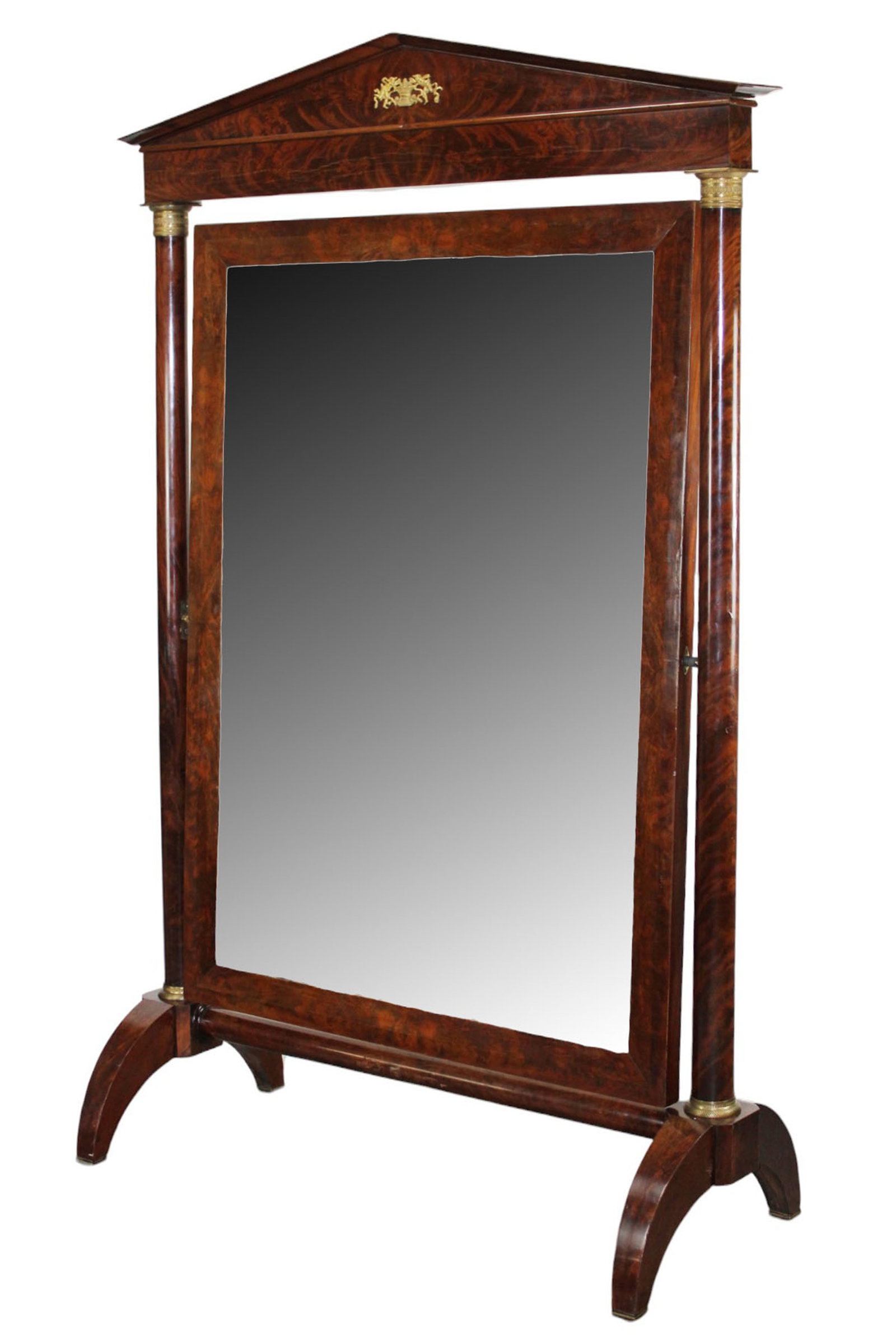 French Empire cheval mirror in flame mahogany (1 of 13)