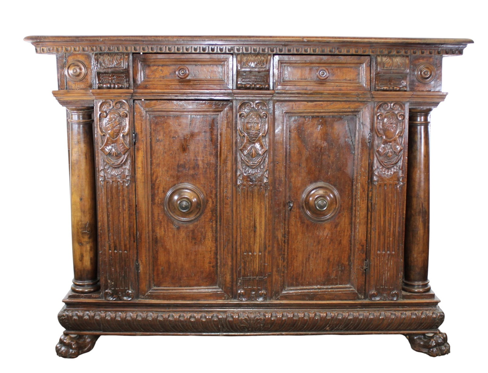 Italian Baroque 2 door credenza in walnut (1 of 12)