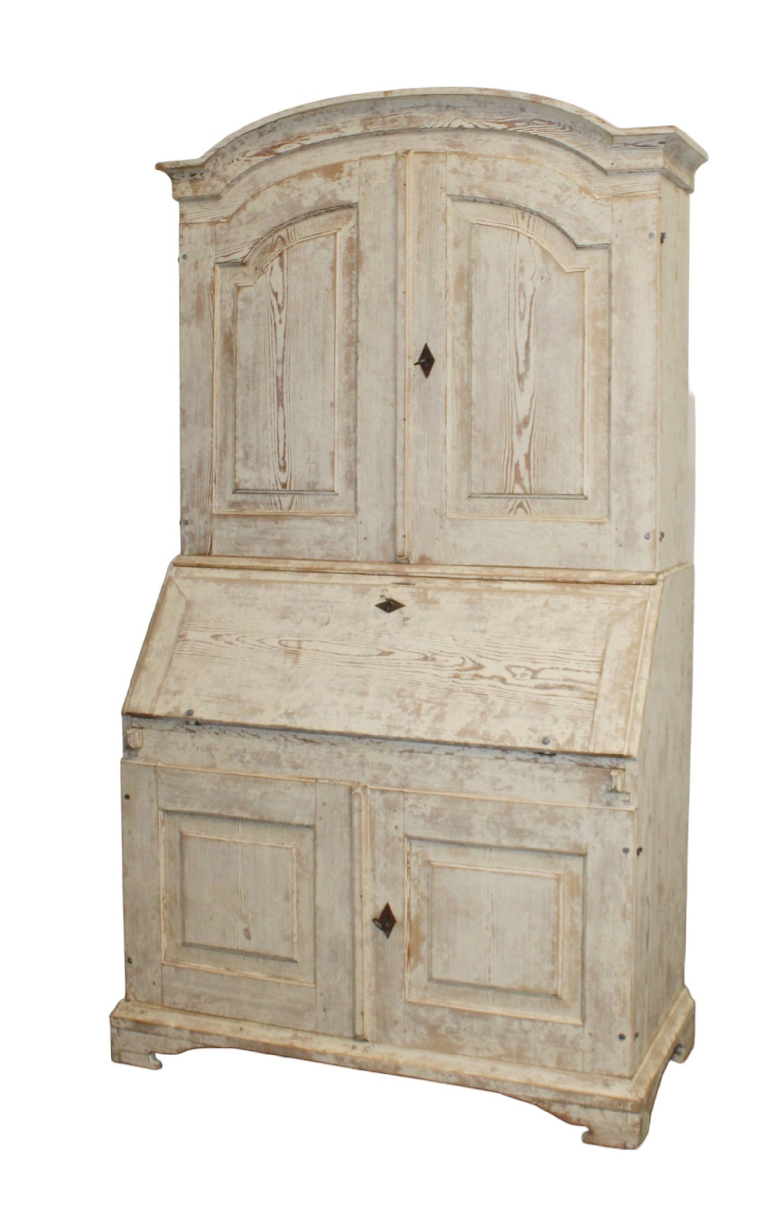 Swedish Gustavian washed pine secretary with blue interior (1 of 9)