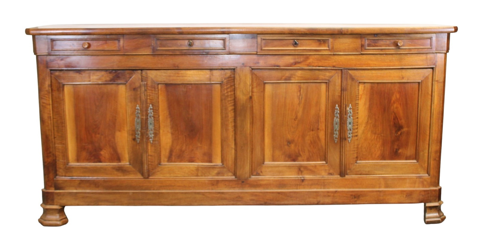French Louis Philippe 4 door enfilade in walnut: French Louis Philippe 4 door enfilade in walnut. 19th century. 39 1/2"h x 82 1/2"l x 19 5/8"d