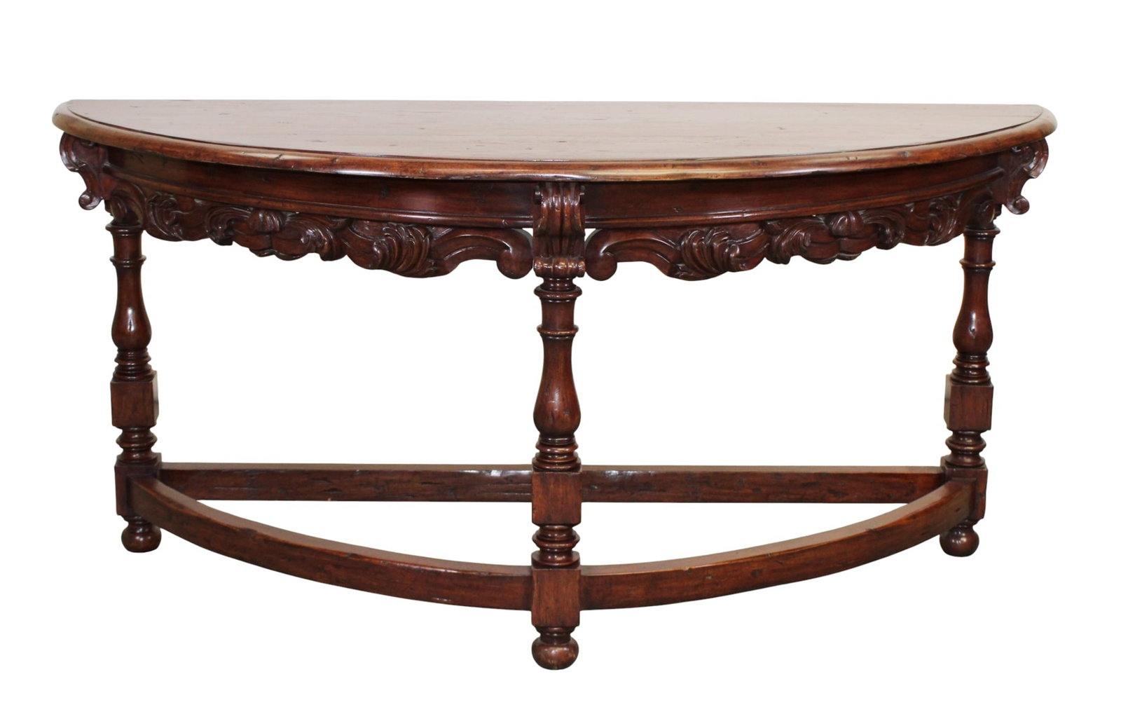 Italian Tuscan demi lune console table with carved frieze (1 of 8)