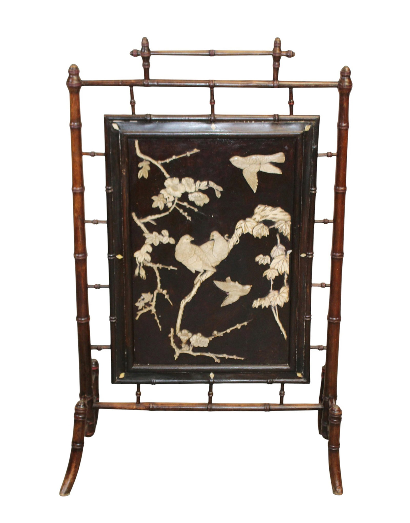 English Chinoiserie faux bamboo fire screen (1 of 9)