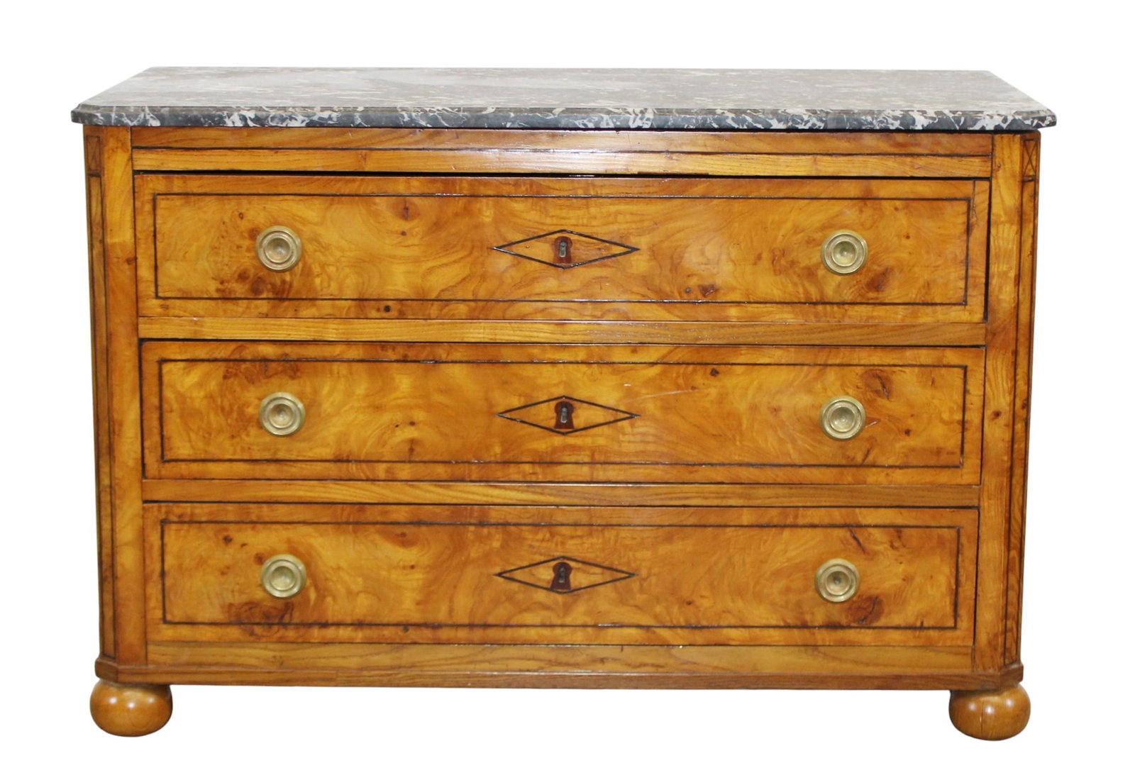Biedermeier 3 drawer commode with marble top (1 of 10)