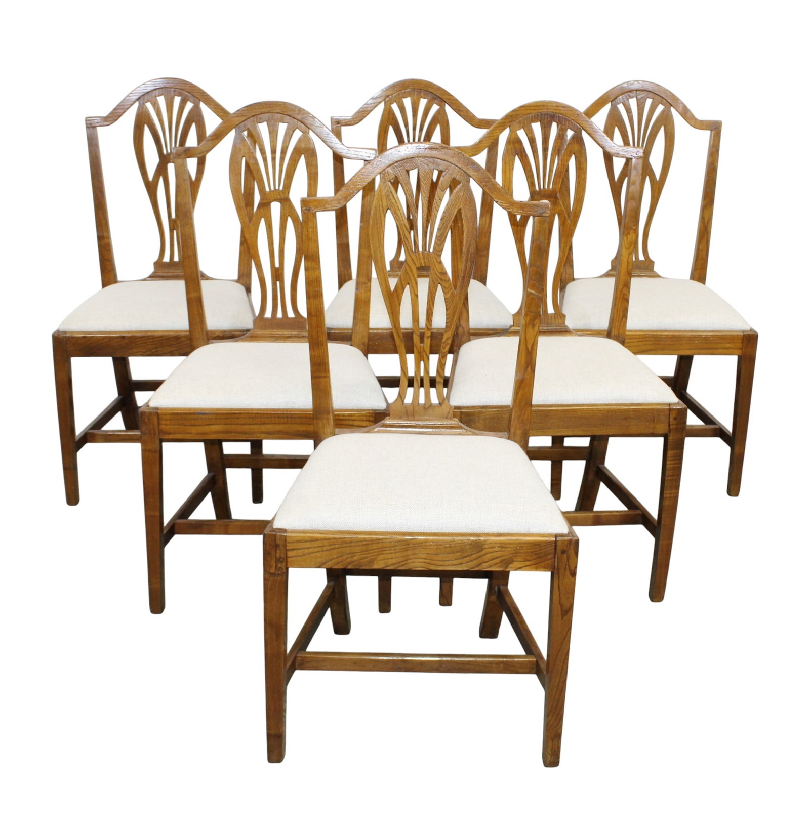 Set of 6 English Hepplewhite side chairs in elm (1 of 8)