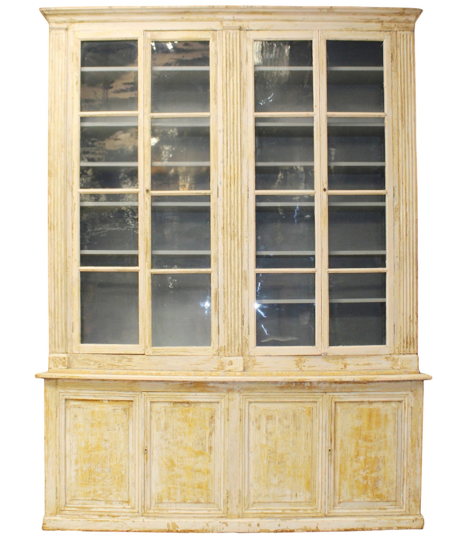 French monumental 4 door bookcase in pine with scraped finish (1 of 16)