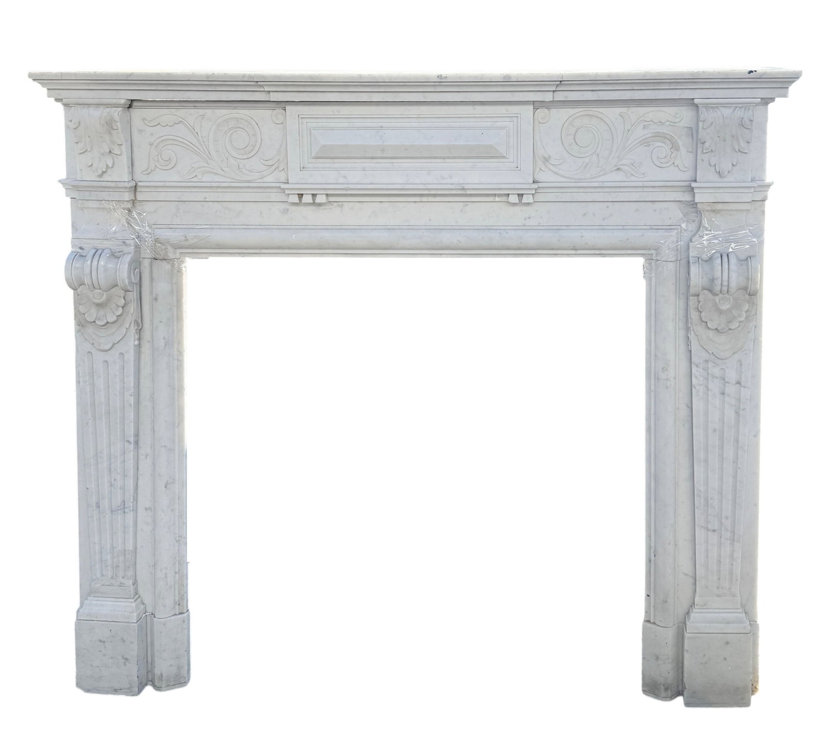 French Louis XVI white marble fireplace mantel (1 of 1)