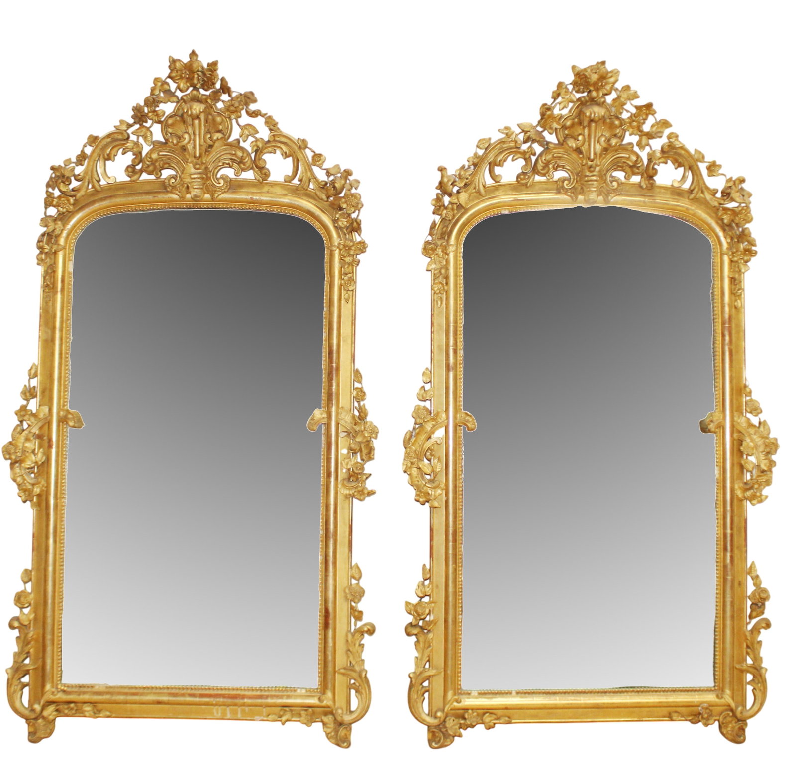Pair of Monumental French Rococo gold leaf mirrors (1 of 3)