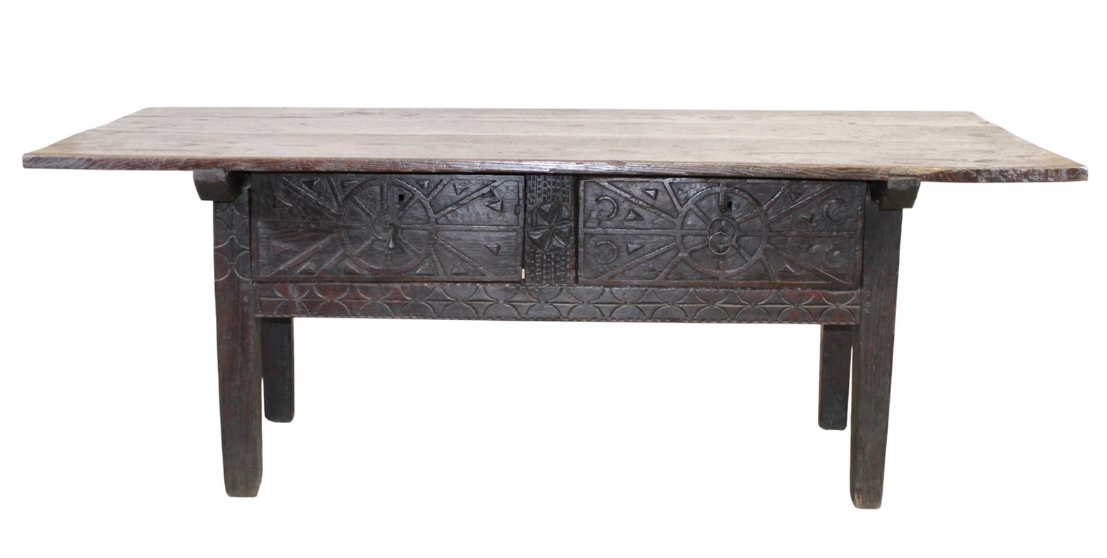 French 18th century farm table with 2 drawers (1 of 12)