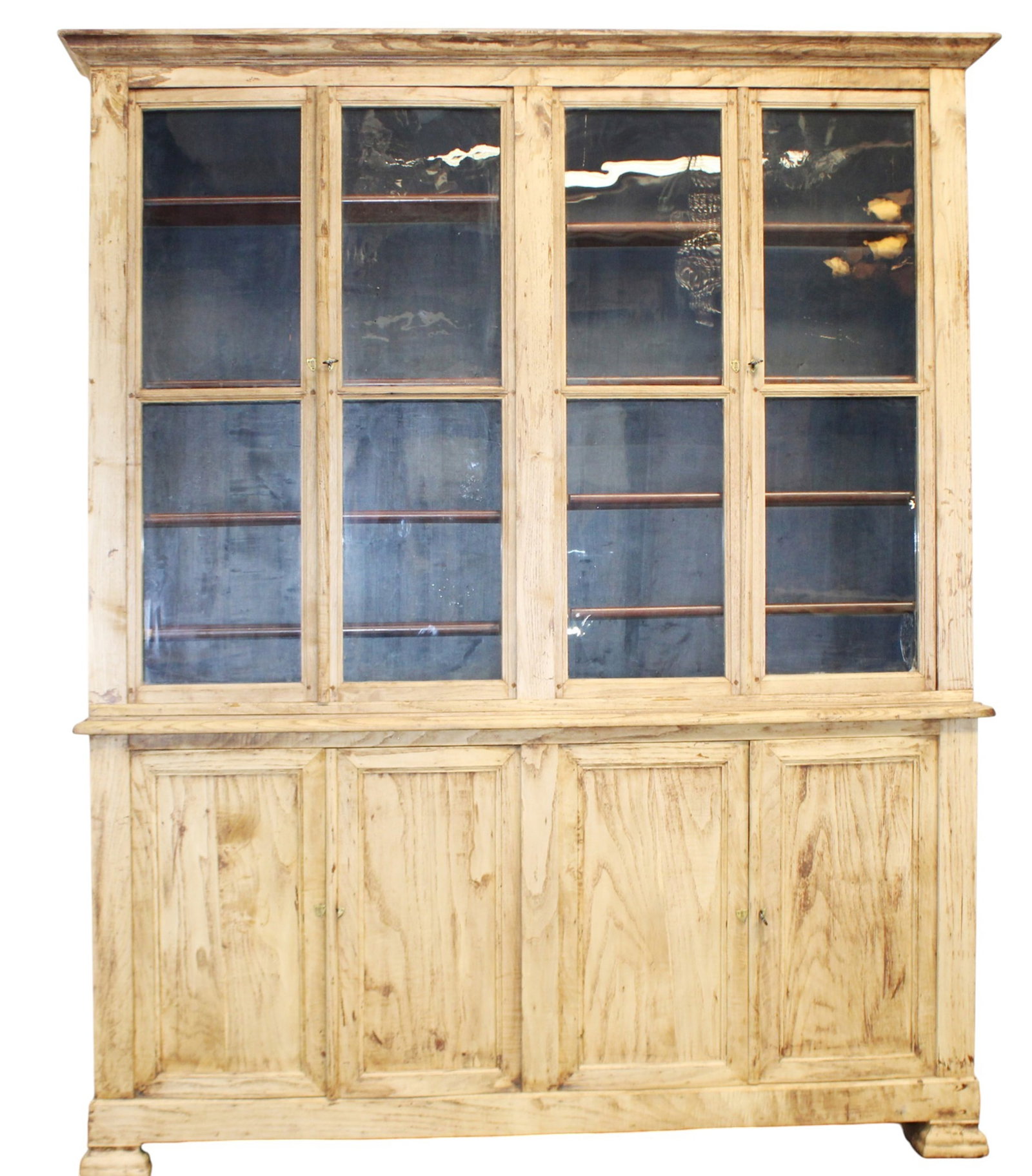 French 4 door bookcase in pine and oak (1 of 11)
