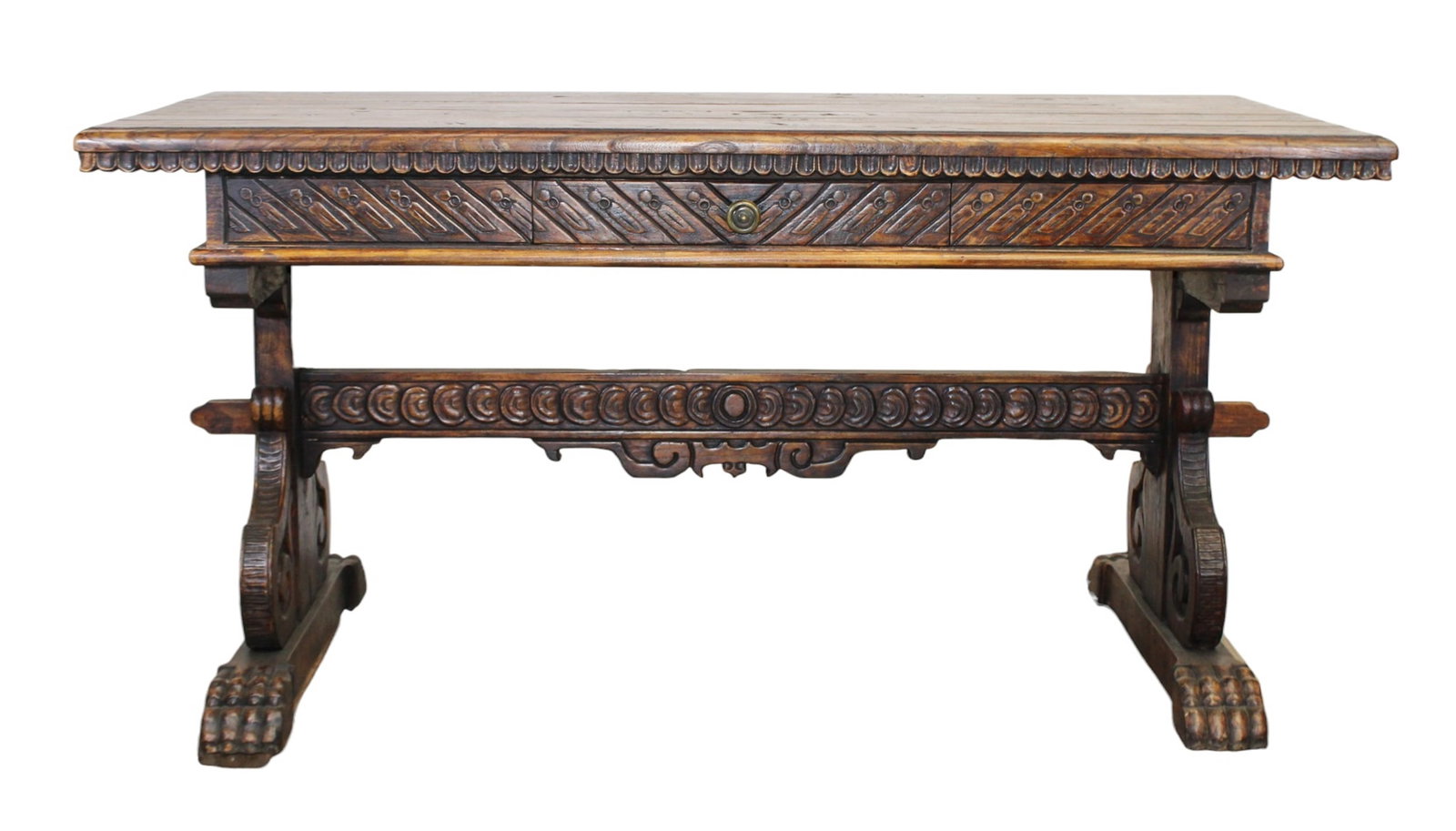 Spanish library table bureau plat desk on paw feet (1 of 11)