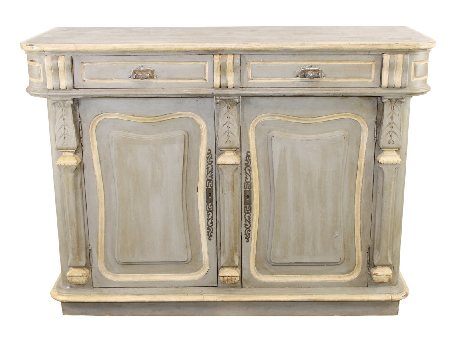 French Napoleon III painted walnut store counter front bar or kitchen island (1 of 9)