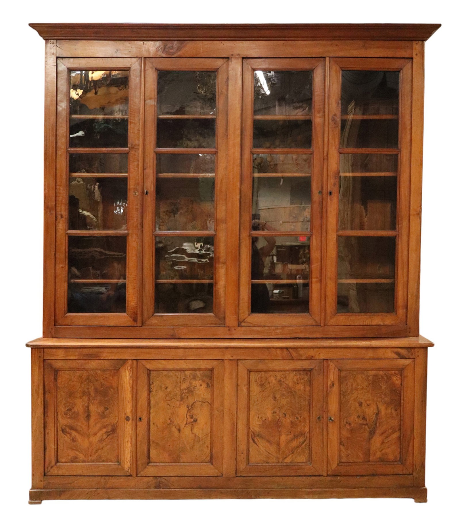 French Louis Philippe 4 door bookcase in burl walnut (1 of 8)