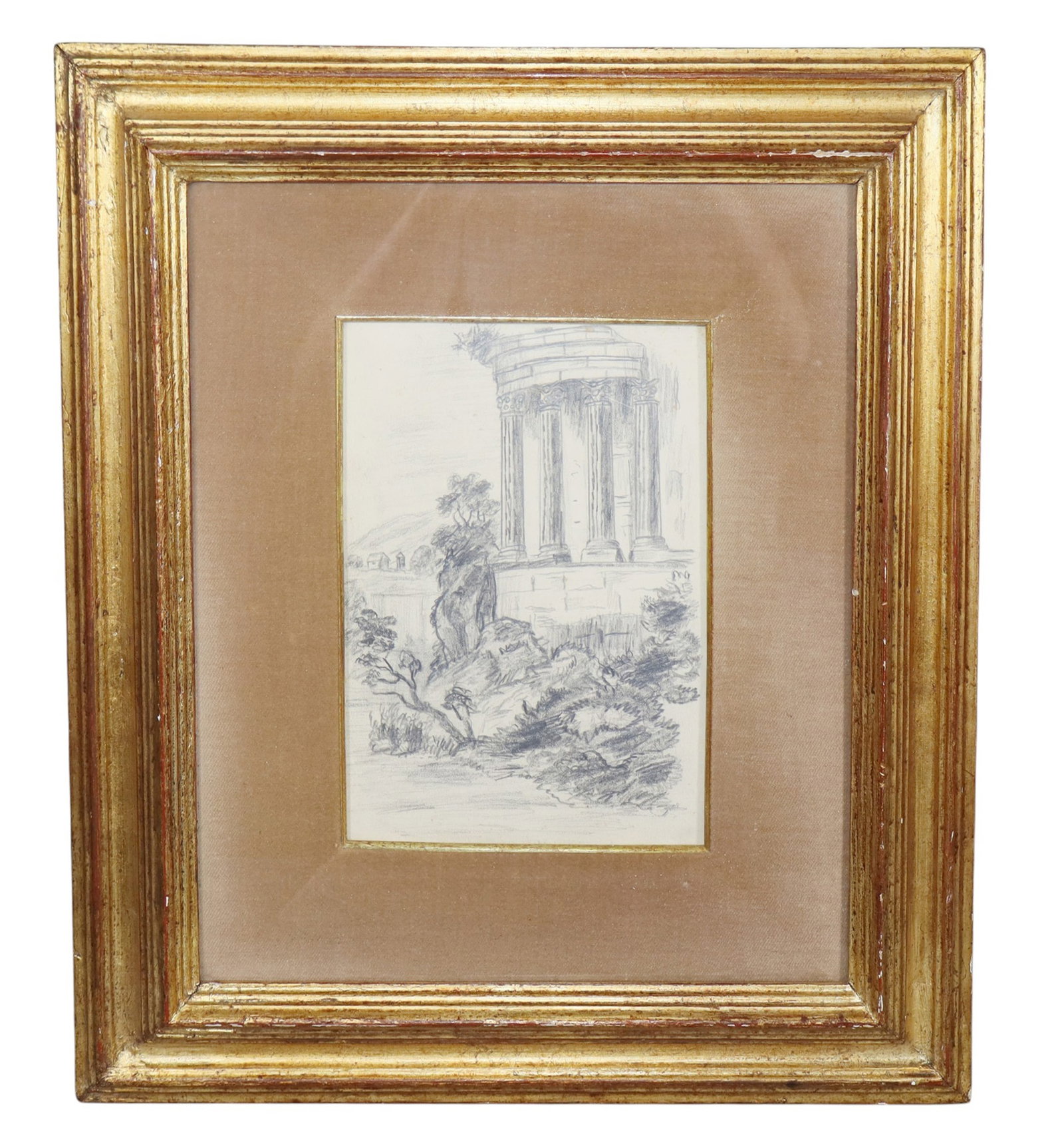 Italian pencil sketch Temple of Vista in Tivoli, Italy after Jan Brughel (1 of 6)